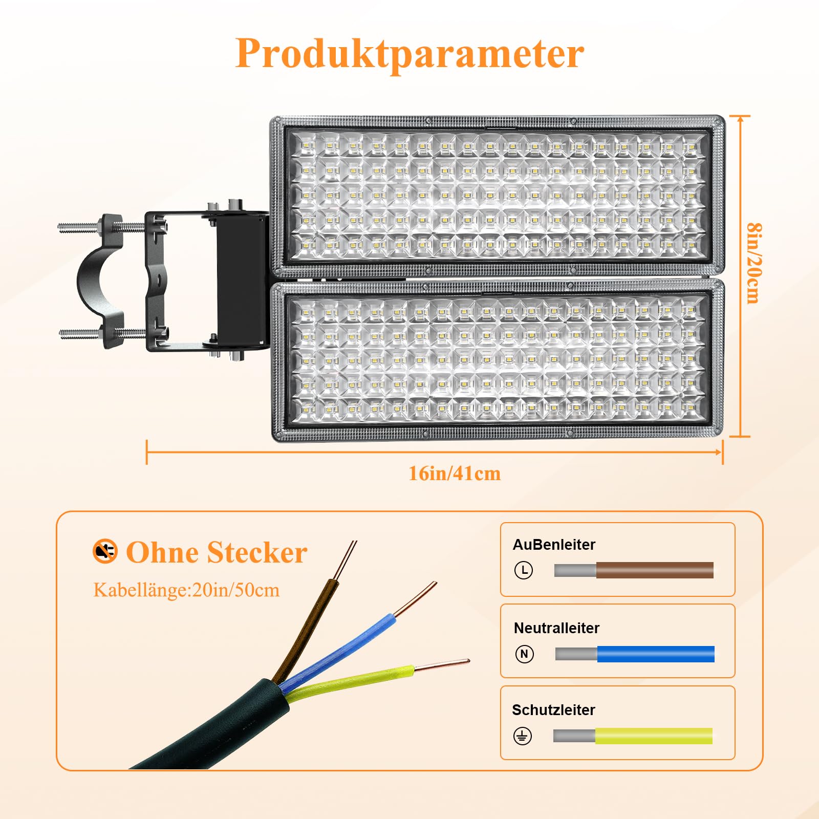 LED Strahler Außen 200W, 28000LM Strassenlampe,Flutlicht mit verstellbaren 2 Köpfe, Superhell 6500K LED-Straßenleuchte, Aussenstrahler IP67 Wasserdicht für Garten, Hof, Außenbeleuchtung