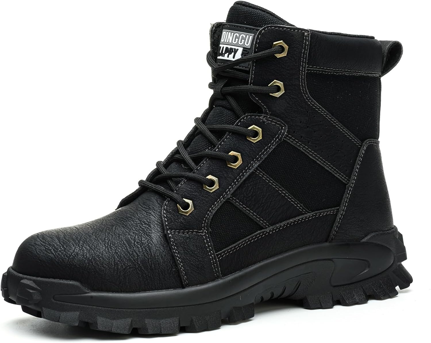DINGGU Steel Toe Boots for Men Comfortable Mens Work Boots Indestructible Construction Industrial Safety Boots