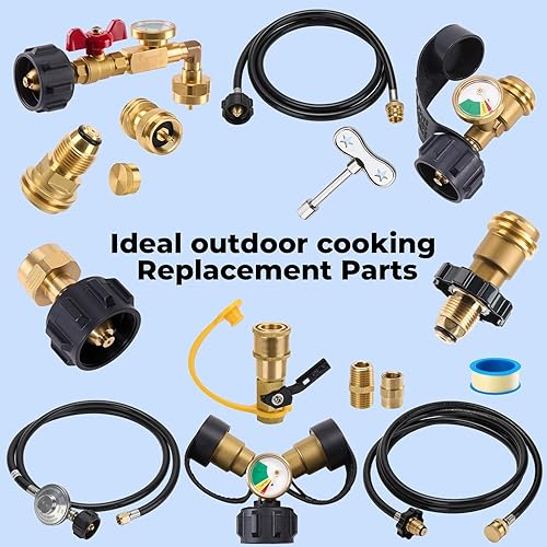 Miniatura 6 de Paquete de 2 (antiguo a nuevo), adaptador de propano POL a QCC1, adaptador de tanque de propano que convierte la válvula de servicio de tanque POL