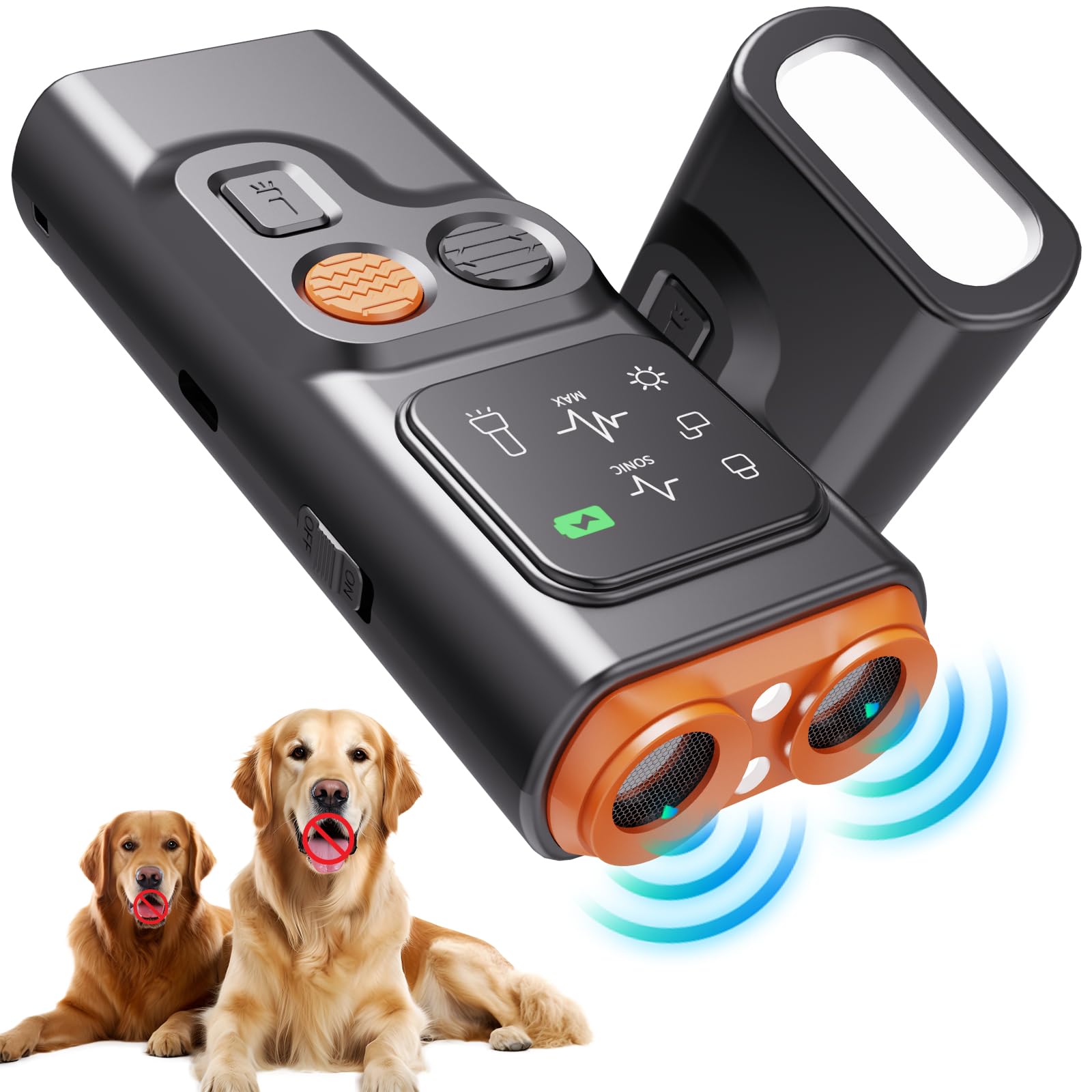 BarkGuard - Bark Guard Anti Barking Device for Dogs, Upgraded Dog Bark Deterrent Device with HD Display and LED Flashlight, Double Head High Power Anti-bark Device, Stop Bad Behavior Without Yelling