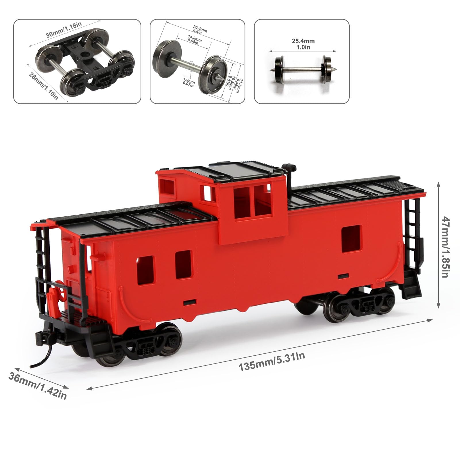 Evemodel C8763 1 Einheit lackiert 1:87 HO Maßstab 36' Wide Vision Caboose Wagons Modelleisenbahn (rot)