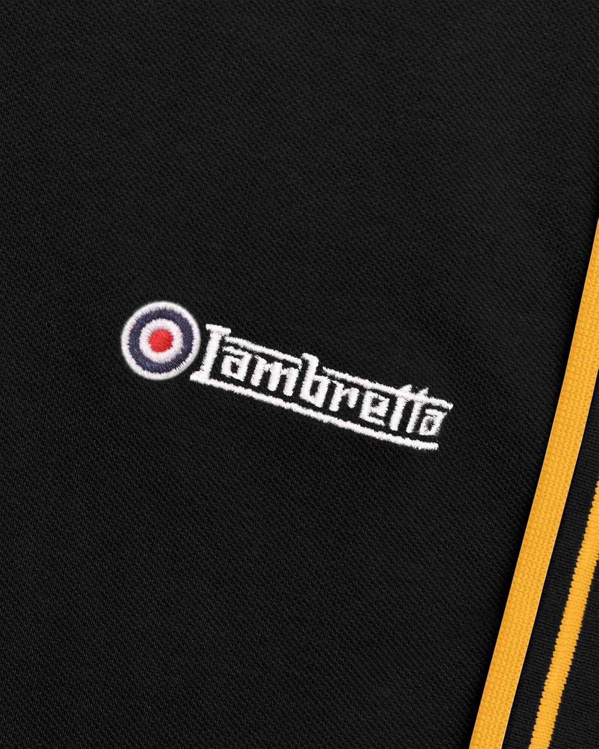 Lambretta Mens Black/Gold Twin Tipped Polo Shirt M