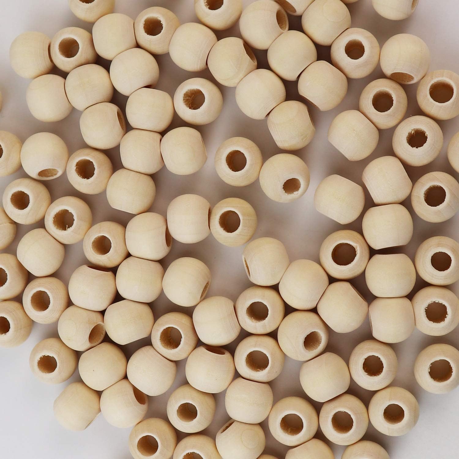 100pcs 15mm Natural Wood Beads Unfinished Round Wooden Loose Beads Wood Spacer Beads for Craft Making,6.5mm Hole - Image 4