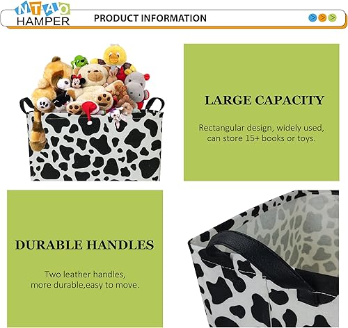 Miniatura 5 de NTAOHAMPER Cesta de Pascua rectangular de vaca, caja impermeable con asas para dormitorio, decoración de habitación de bebé, cesta de regalo para