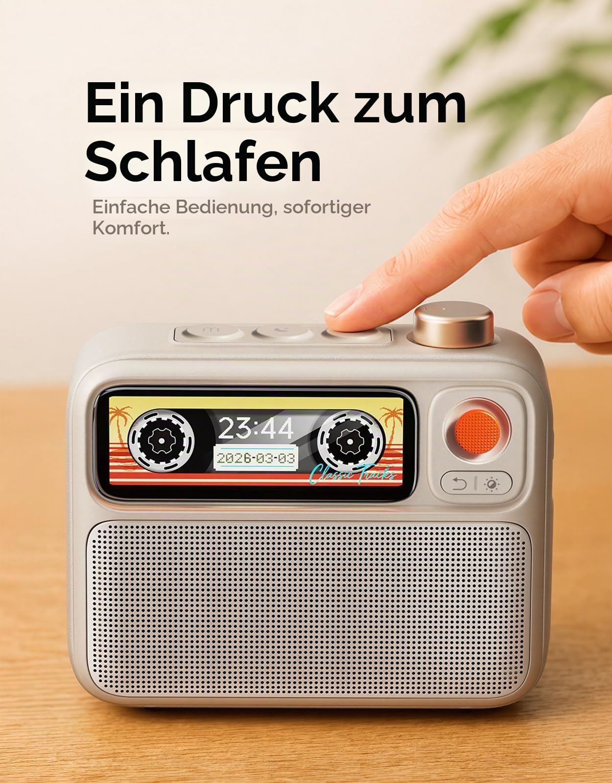 Divoom FlowToo White Noise Soundmaschine mit Bluetooth-Lautsprecher | 90+ Schlafgeräusche mit Pixel-Display, Wecker, Timer, sanfter Anzeige und anpassbaren Displaydesigns in Cremeweiß