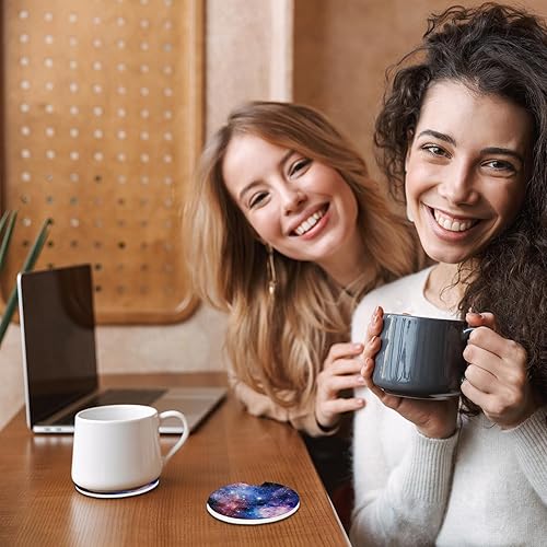 Miniatura 7 de Posavasos para automóvil, posavasos de cerámica absorbente de espacios de galaxia morada, paquete de 2, posavasos para portavasos de automóvil,