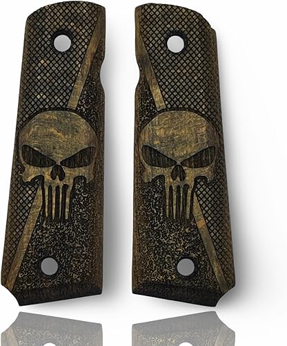 ZIB GRIPS Para 1911 Grips, 1911 Full Size, 1911 Punisher, Pistolas de Pistola, Agarres de Madera 1911, Puños 1911 Tamaño Completo, Punisher Grips,