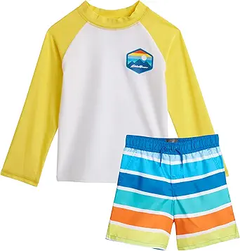 Eddie Bauer Toddler Boys' Rash Guard Set - 2 Piece UPF 50+ Short Sleeve or Long Sleeve Swim Shirt and Bathing Suit (2T-4T)