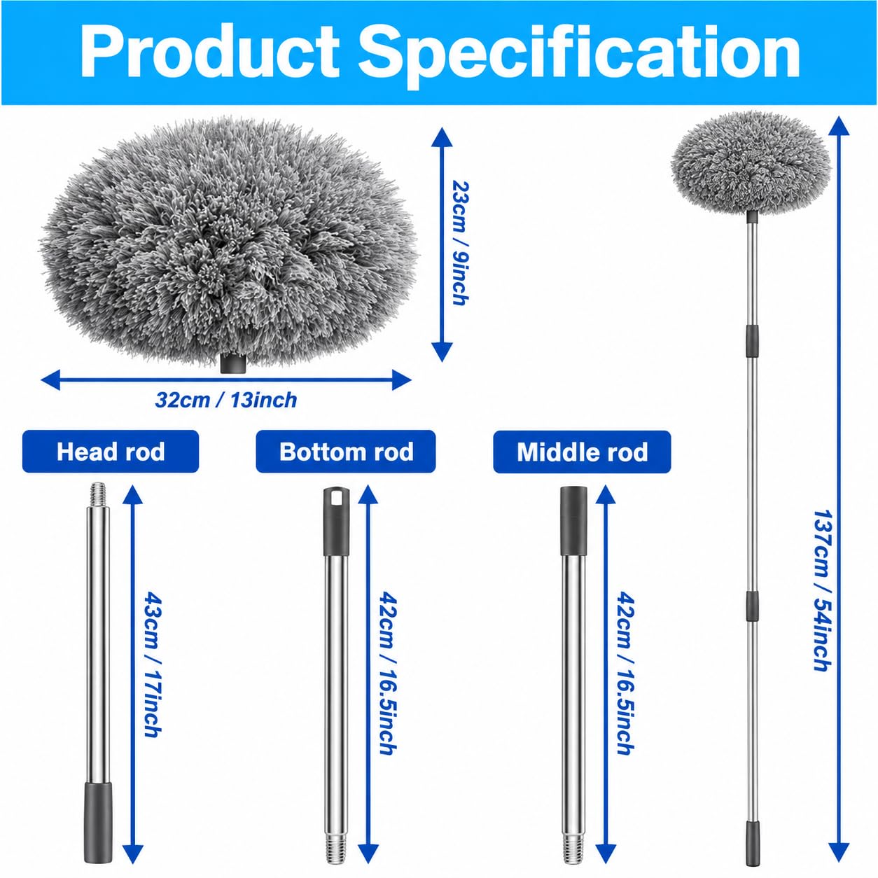 Microfiber Feather Duster - Extendable Cleaning Kit -2
