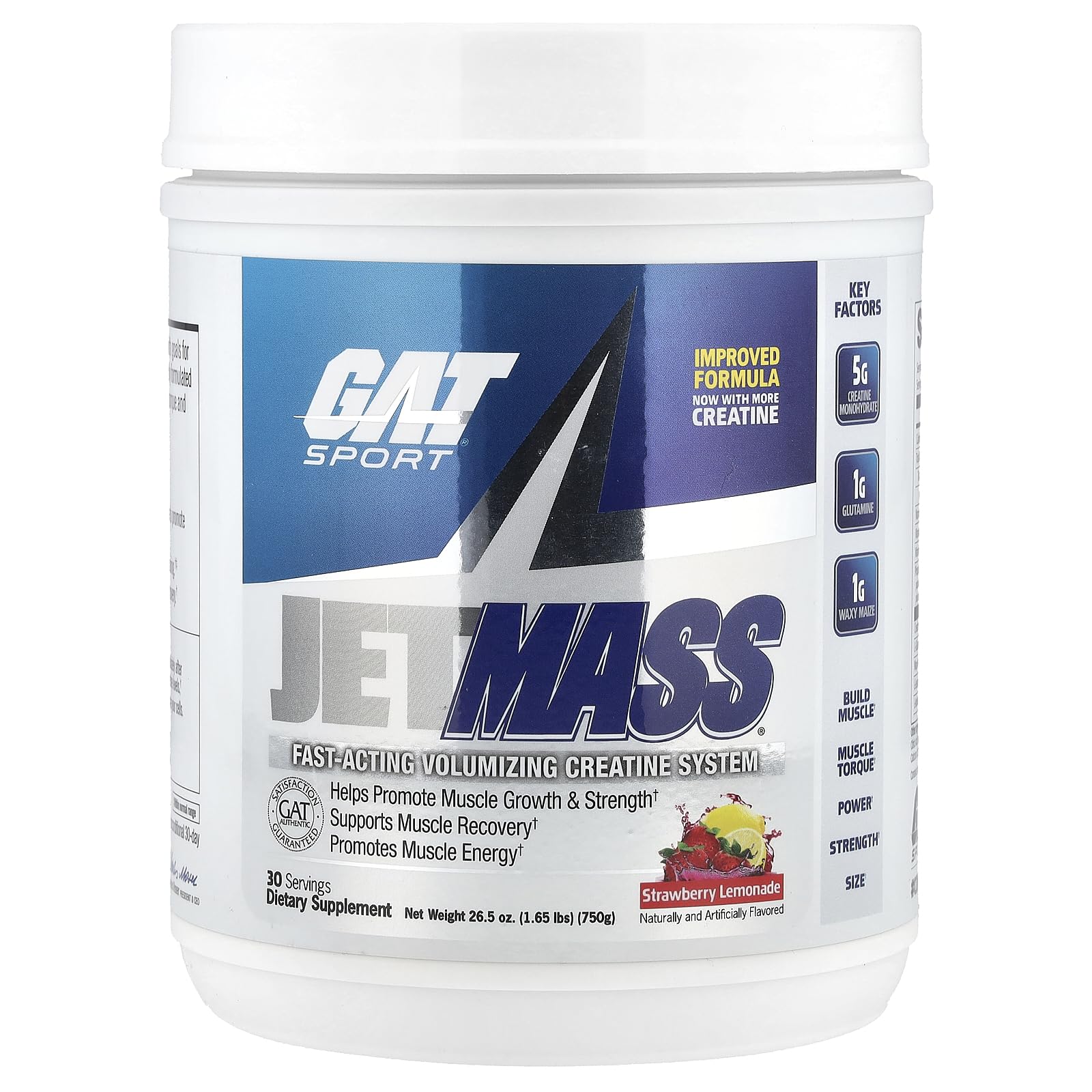 GAT SPORTJetmass Fast-Acting Volumizing Creatine System, Strawberry Lemonade, 30 Servings