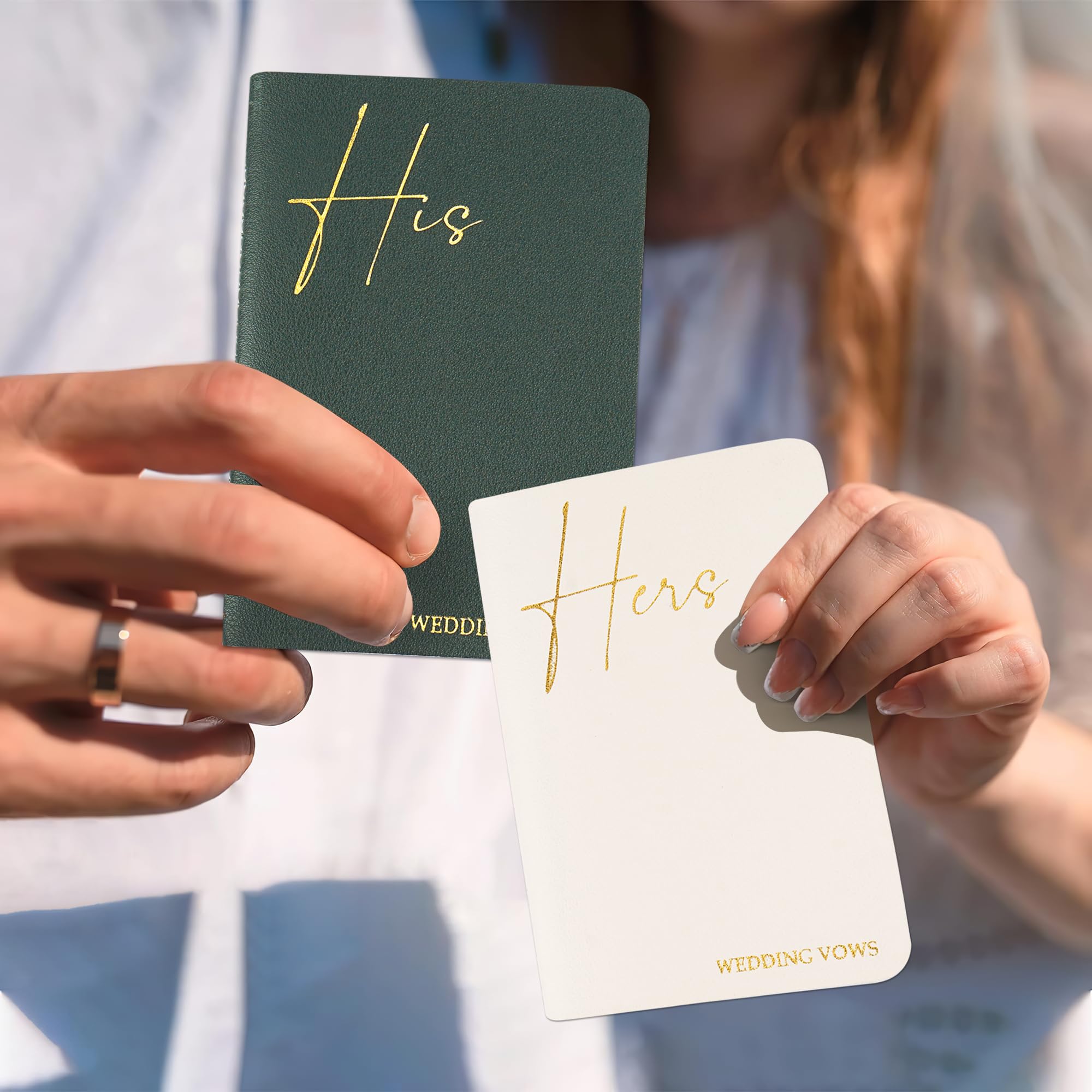 Czzmy 2 Pcs Wedding Vow Books His and Hers,Wedding Vows Journal Wedding Day Officiant Book 5.9 x 3.9 Inch,Wedding Gifts 12 Pages/Pcs(2-Green White) - Image 4