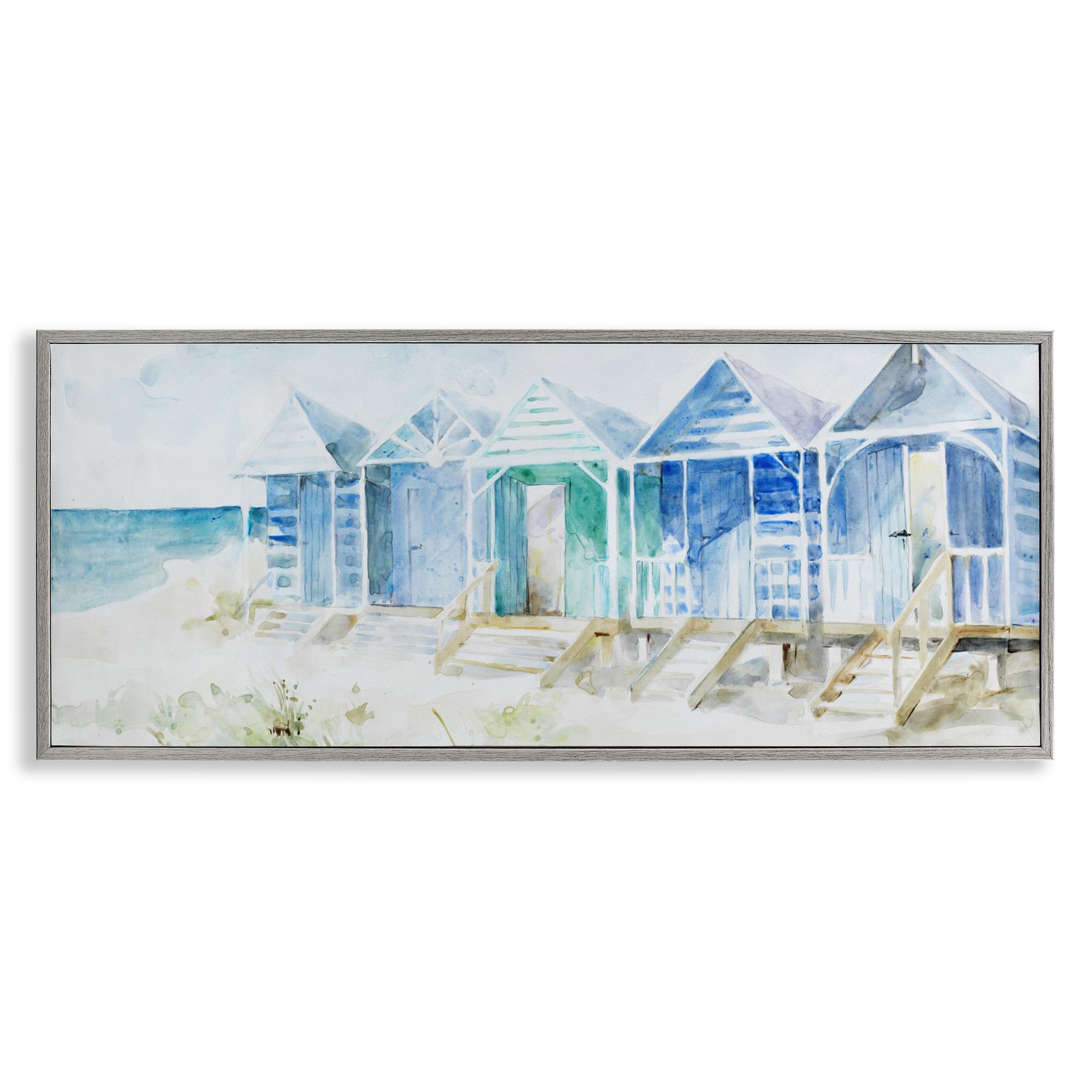 Stupell Industries Coastal Cabins Row Nautical Beach Cabins Coastal Calm, 10 X 24 Inch Framed Giclée Print