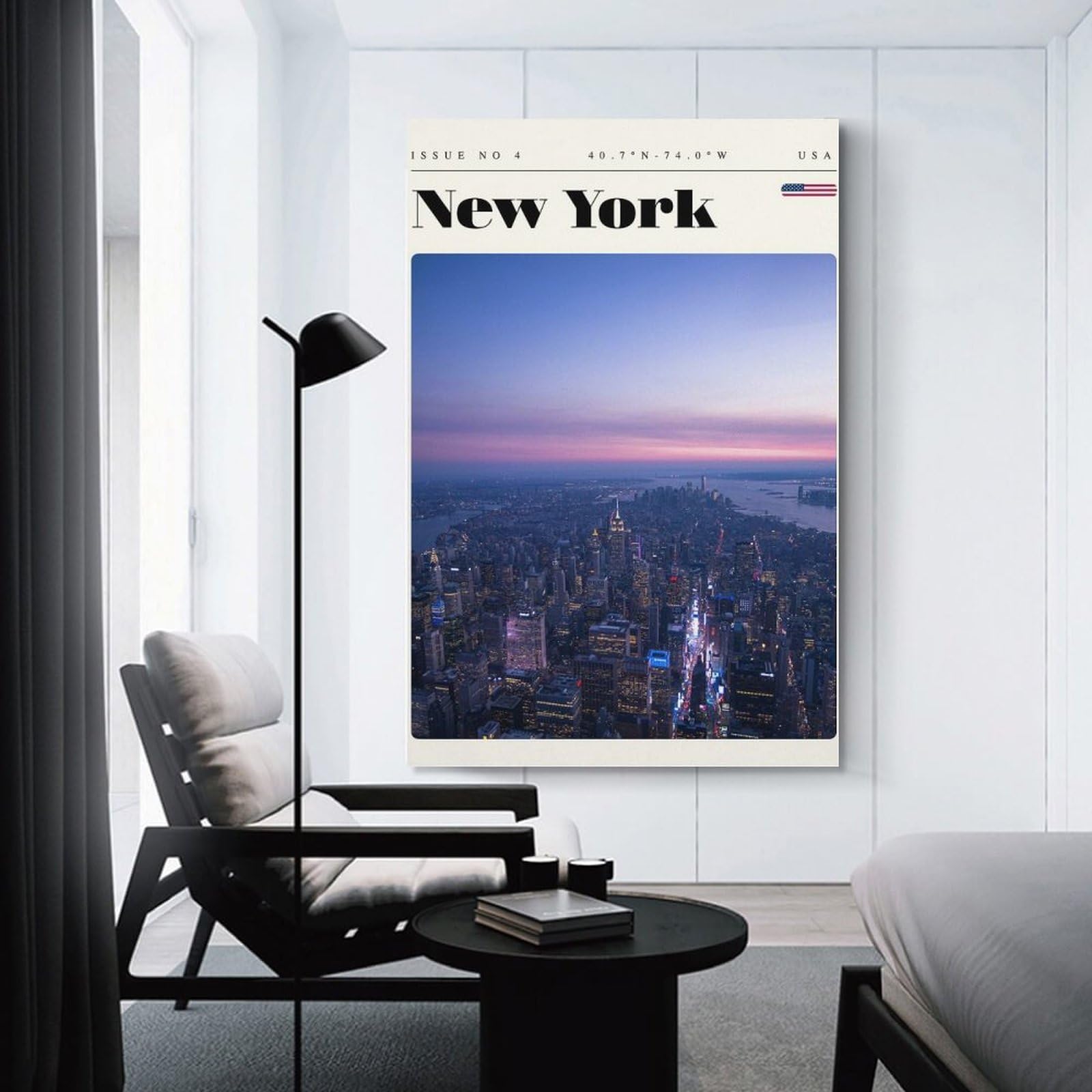Junmoney New York City Skyline Travel Art Canvas Wall Picture, 24x36inch(60x90cm), for Wall Displays, Bedrooms Or Room Updates, Wall Decor Suited to Curated Displays