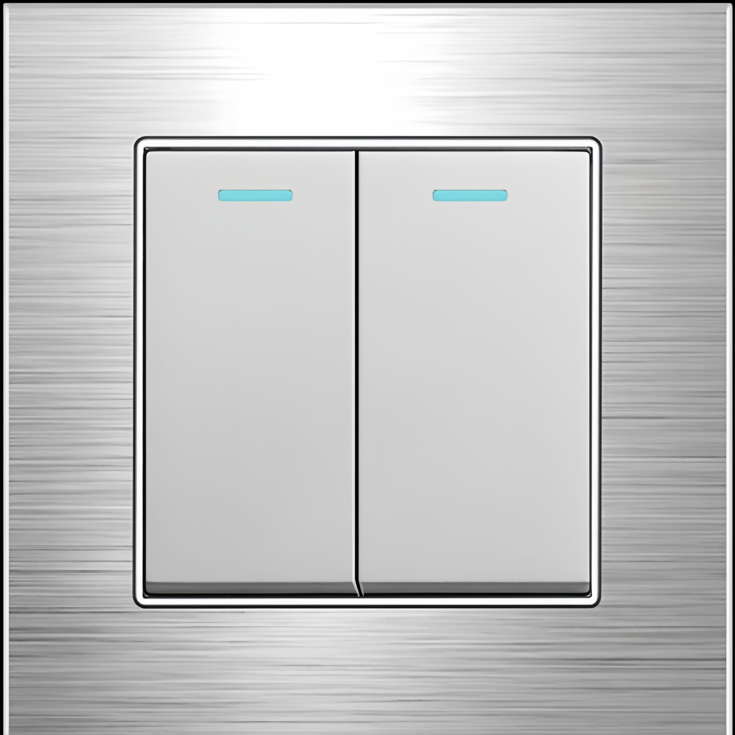 2 GANG 2 WAY light switch,household light switch for wall, Silver Brushed aluminum alloy panel Modern Power switch, Type 86 electric switch 250V (2 GANG 2 WAY)
