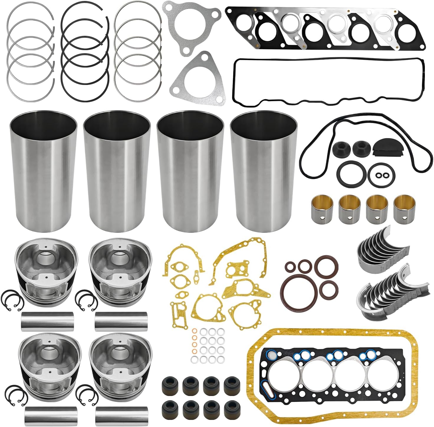Engine Overhaul Rebuild Kit Compatible with Hyundai D4BB, D4BA, 4D56 2.5L Diesel Engines – Fit for HC20-HC35H1 Forklifts, H100, Porter, Grace – Full Engine Repair Parts Kit