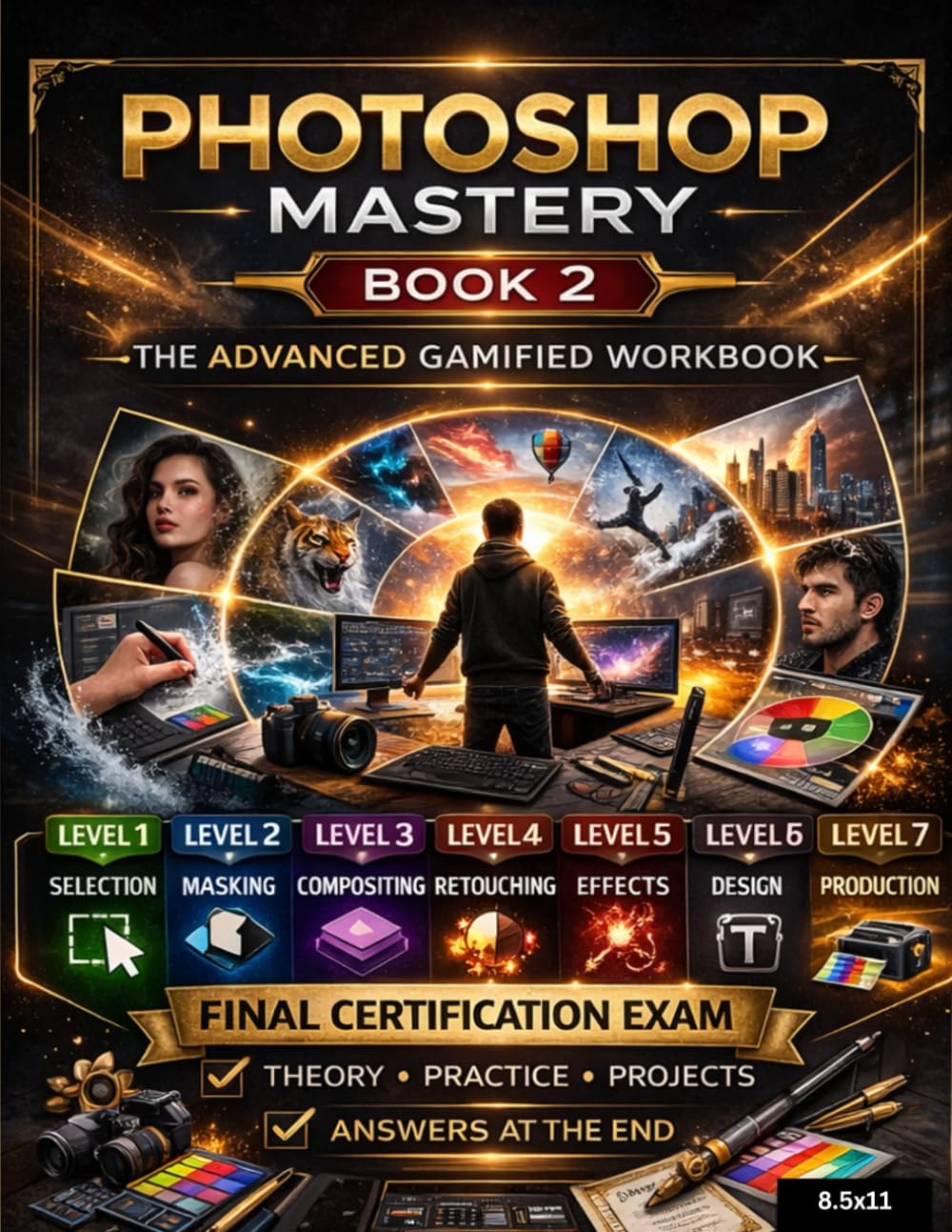 Photoshop Mastery Elite Certification – Book 2: The Advanced Gamified Workbook for Professional Editing, Design & Production For Kids, Teens And ... Mastery Certification Workbook For Beginners)