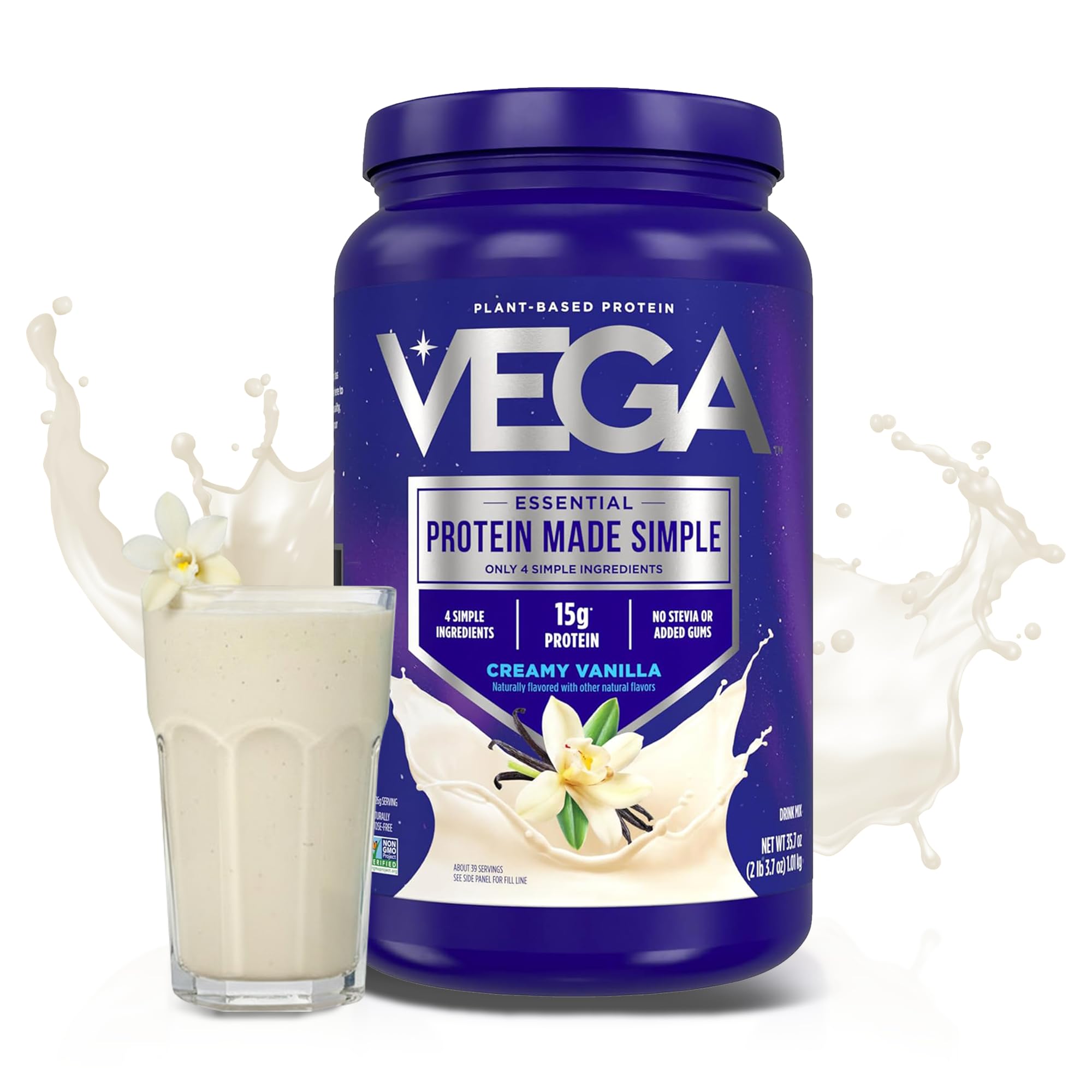 Vega Protein Made Simple Vanilla (39 Servings) Stevia Free Vegan Protein Powder, Plant Based, Healthy, Gluten Free, Pea Protein for Women and Men, 2.2 lbs (Packaging May Vary) — Amazon image 2
