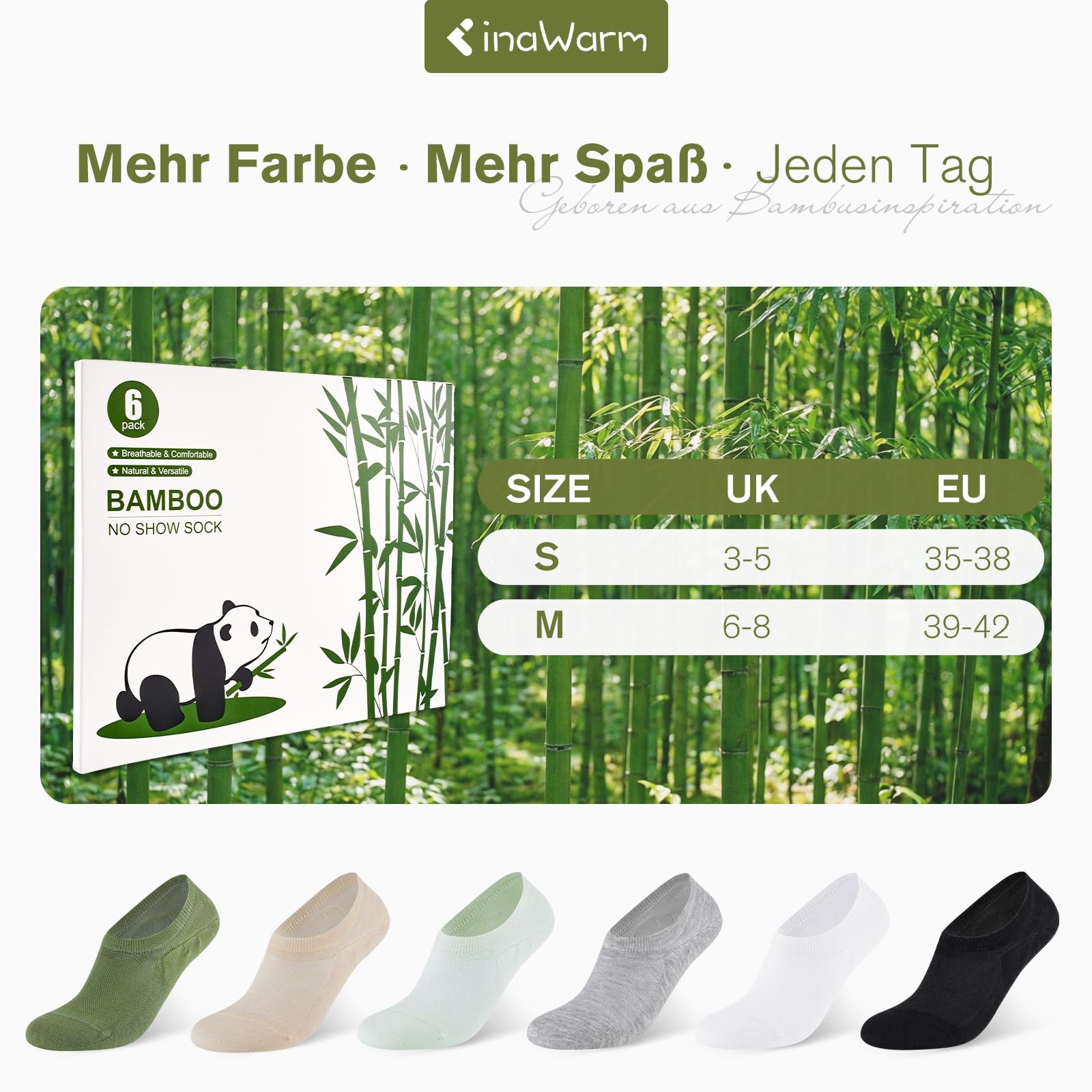 Bambusowe skarpety do sneakersów, 6/10 par, oddychające, niewidoczne skarpety do sneakersów z antypoślizgowym silikonem
