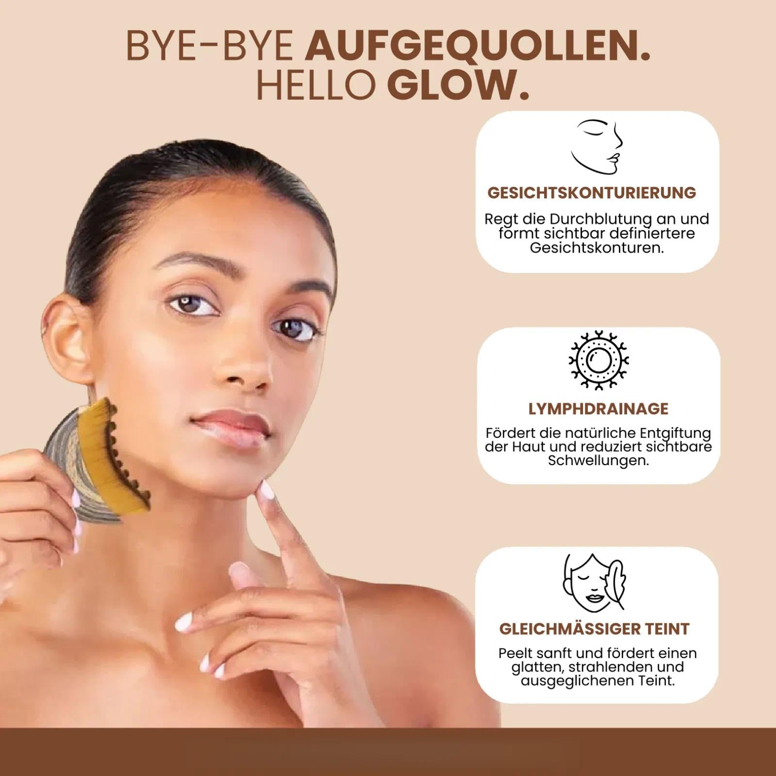 Aluvea GloBrush，Lymphatic Facial Brush, eine Konturierungs-Massagebürste für die Gesichtsreinigung und Kinnformung，Massieren Sie die Augen und Halsregion(Zwei)