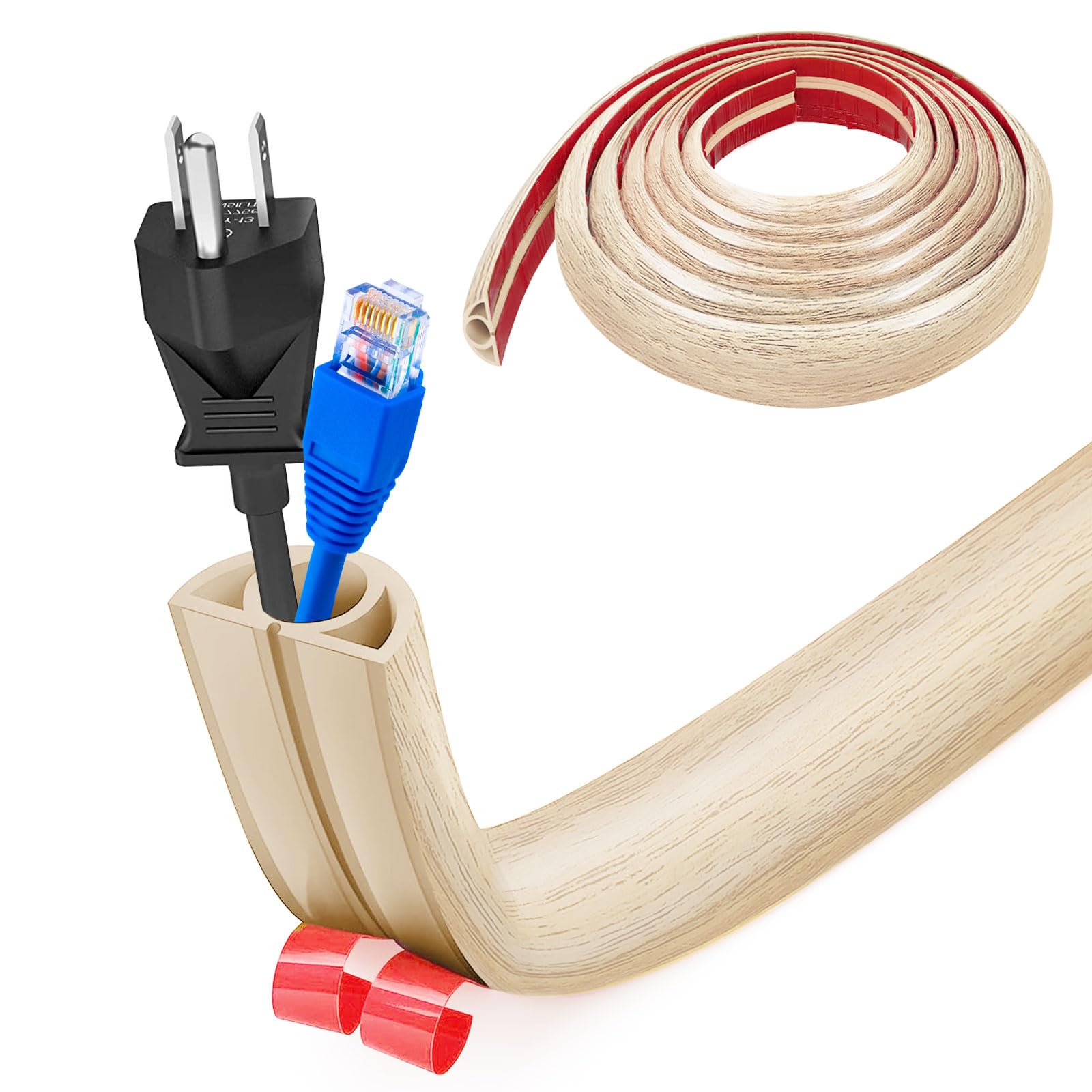 Pasacables Suelo, Canaleta Cables Suelo, 3.0M x2cm Protector de Cables para Suelo, Cubiertas de Suelo para Cables Autoadhesiva Montaje para Todos los Hogar, Oficina, Escuela,Almacén(Blanco-Redondeado) — view 37