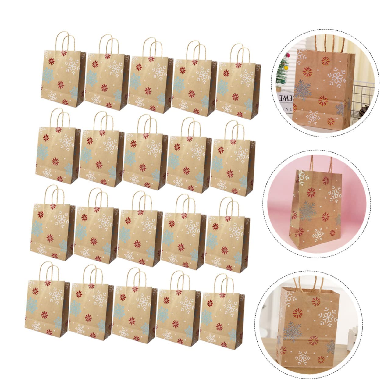 OUNONA 3 Set Sacchetto Di Carta Kraft Natalizio Borsa Per Bomboniere Borse Di Natale Bustine Natalizie Regalini Christmas Bags Sacchettini Bomboniere Trattare Le Borse 20 Pezzi * 3