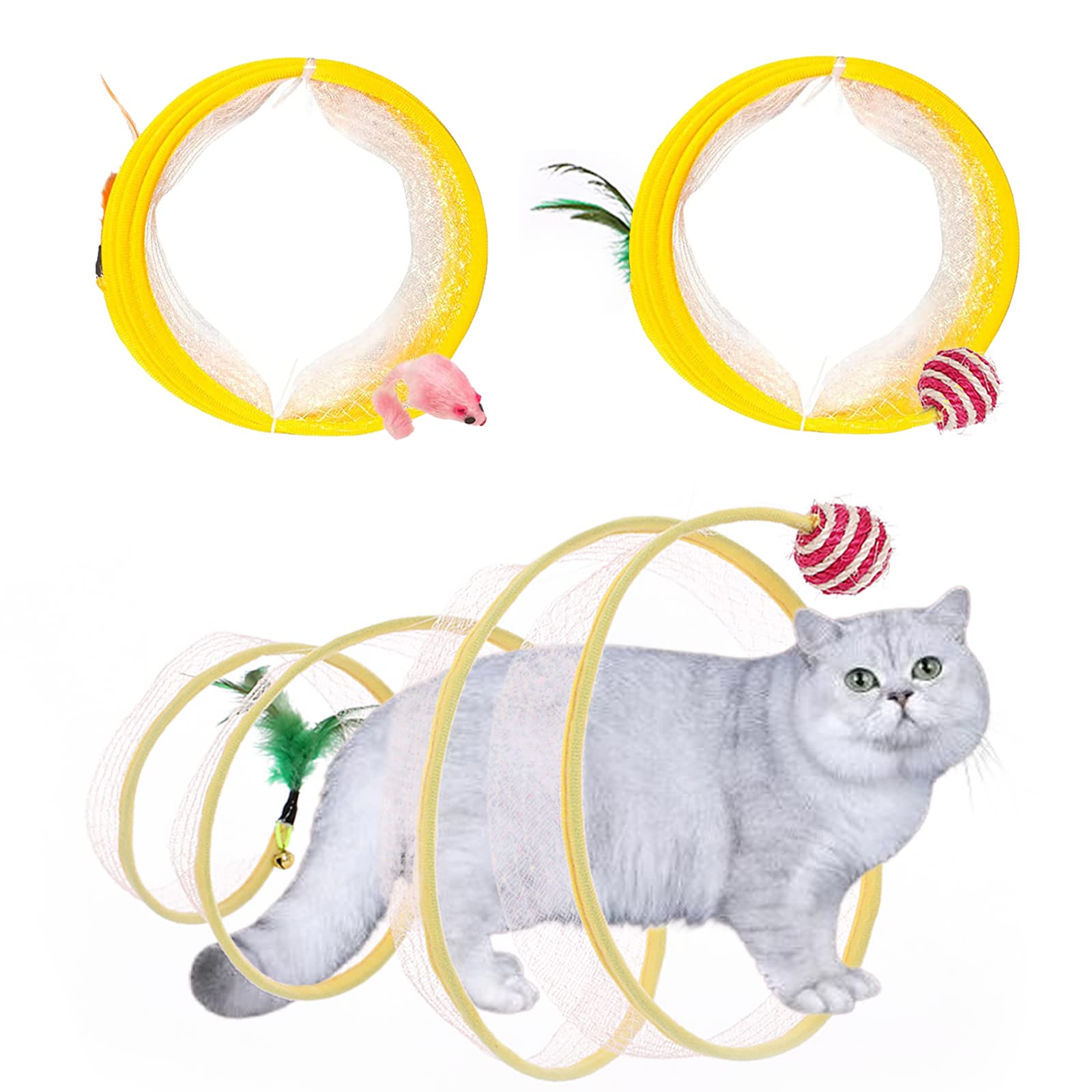 Photo 1 of 2 Pcs Folded Cat Tunnel,Collapsible Pet Interactive Toy Playing Tent for Puppy Kitten Accessories Home for Puppy Kitten Accessories Home,Self-Happy Cat Toys (A)