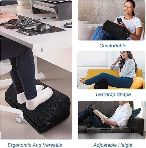 Miniatura 3 de TALSTILA Reposapiés para debajo del escritorio en el trabajo, accesorios de escritorio de oficina, taburete de pies, reposapiés ergonómico ajustable