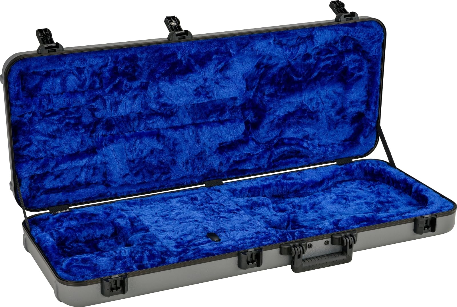 Fender Deluxe Molded Strat,Tele Electric Guitar Case, TSA-Approved with Military-Grade Shell, Lake Placid Blue Interior, Inca Silver Exterior