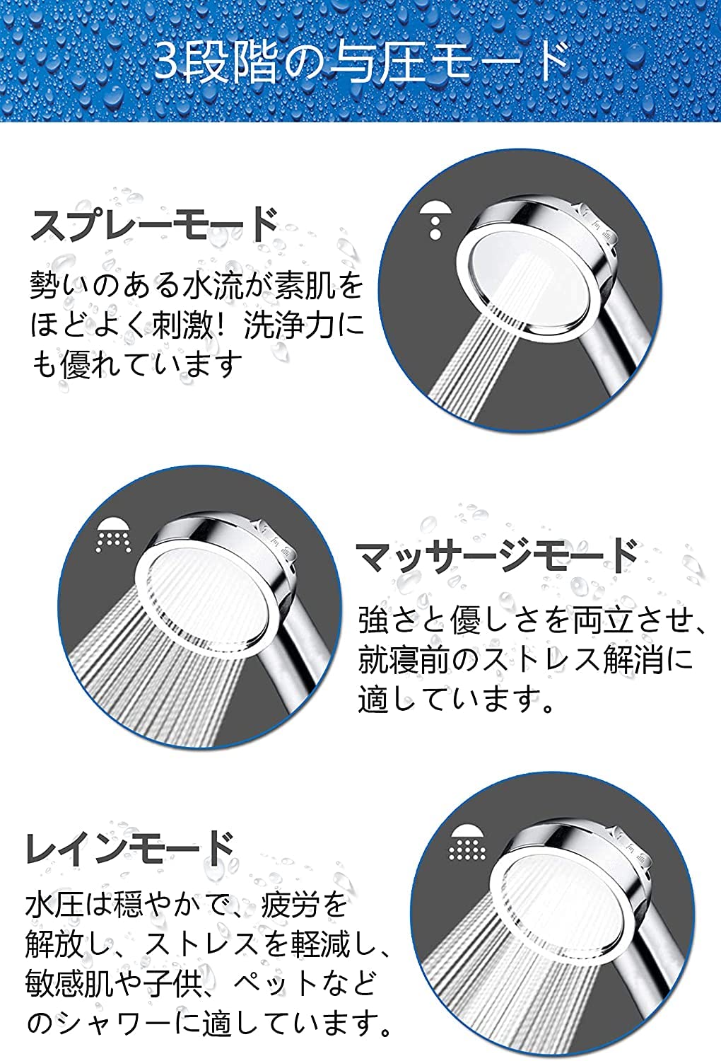 Amazon.co.jp: 東京星川 シャワーヘッド 節水 塩素除去 3段階モード