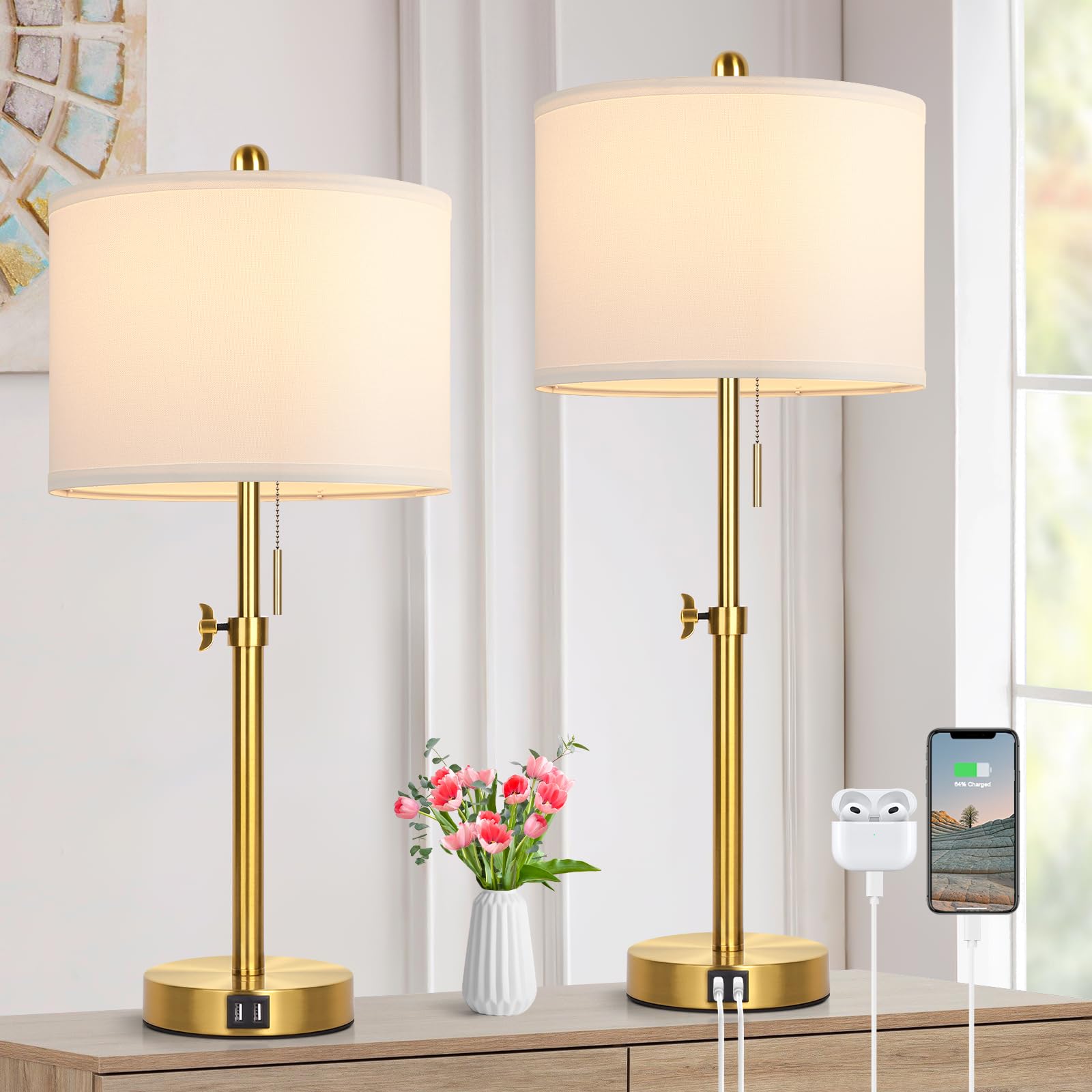 Lamp Shade CNXIN Gold Industrial Table Lamps Set Of For