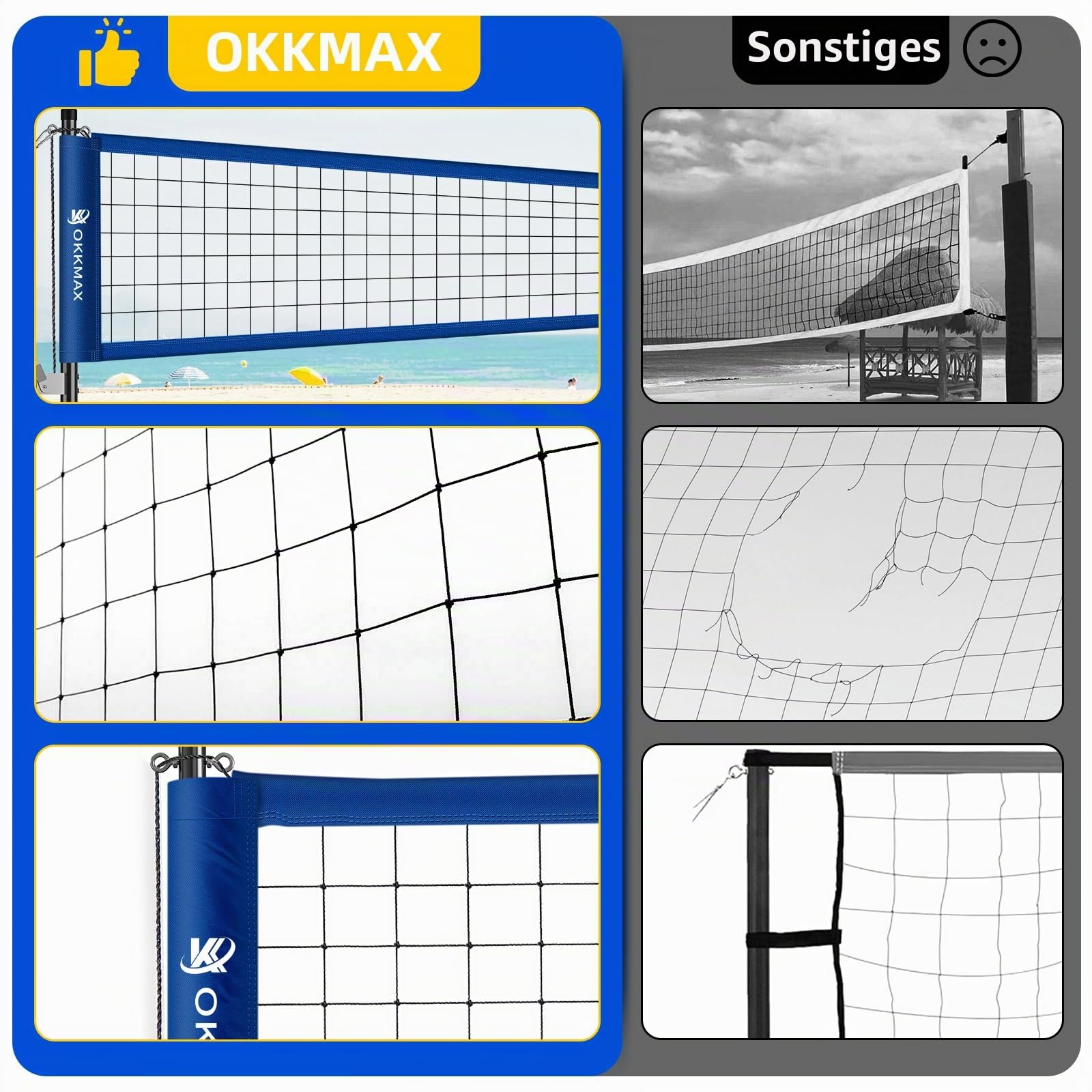 Professional Outdoor Volleyball Net Set with Adjustable Poles & Anti-Sag Design, Portable Volleyball Net Includes Beach Fixed Plate, Scoreboard, Boundary Line and Carry Bag for Backyard Beach Grass