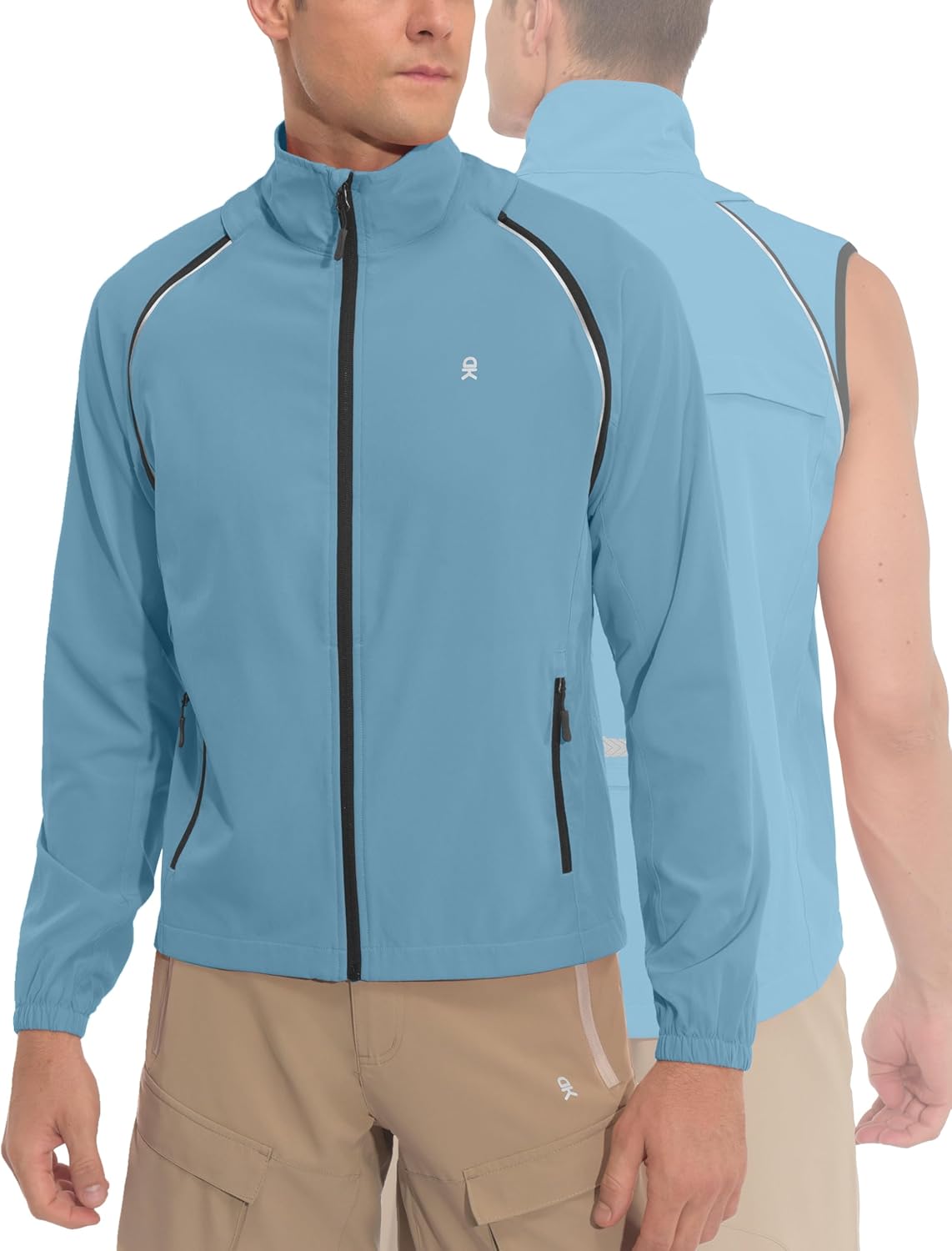 Little Donkey Andy Men's Quick-dry Running Jacket, Convertible UPF 50+ Cycling Jacket Windbreaker with Removable Sleeves - Image 2