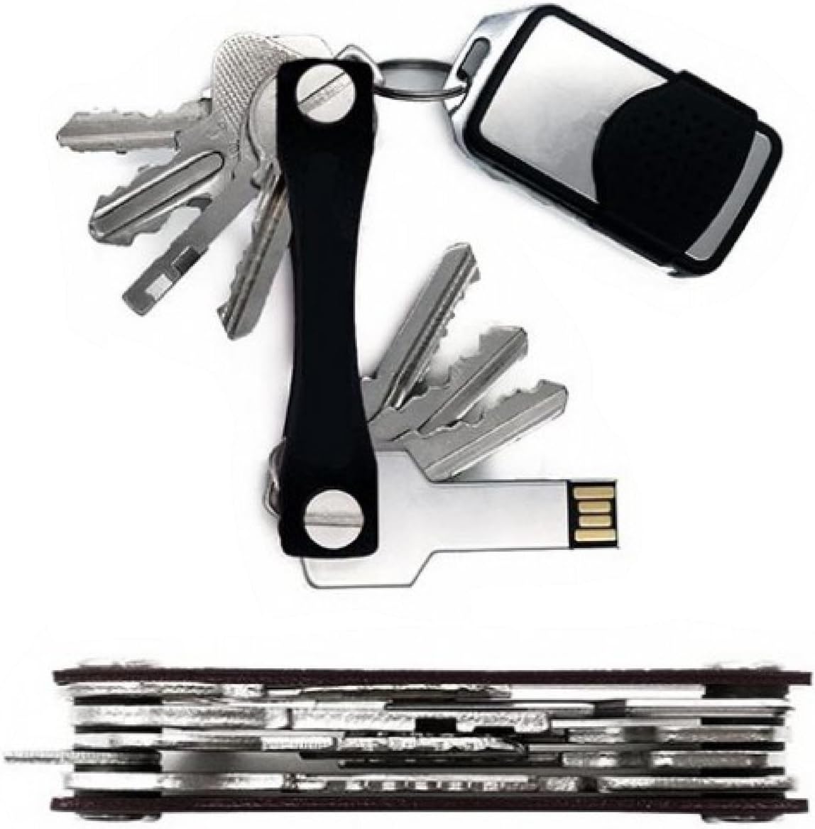 Smart Key Organiser Holder Keyring Aluminium Portable Pocket Keychain Very Light Easily Placed In Your Pocket Compact Key Holder, Holds 2 - 10 Keys Suitable for Car, Home Most Keys - Black