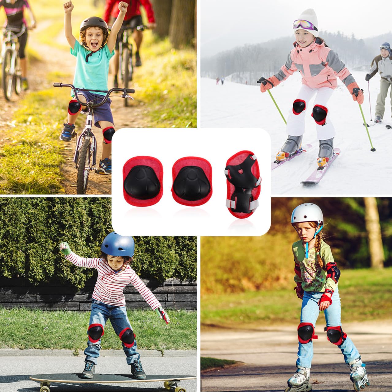 POPETPOP 4sets Ergonomic Hand Elbow and Knee Protective Gear for Boys and Girls and Comfortable Sports Pads for Skateboarding Cycling and Roller Skating