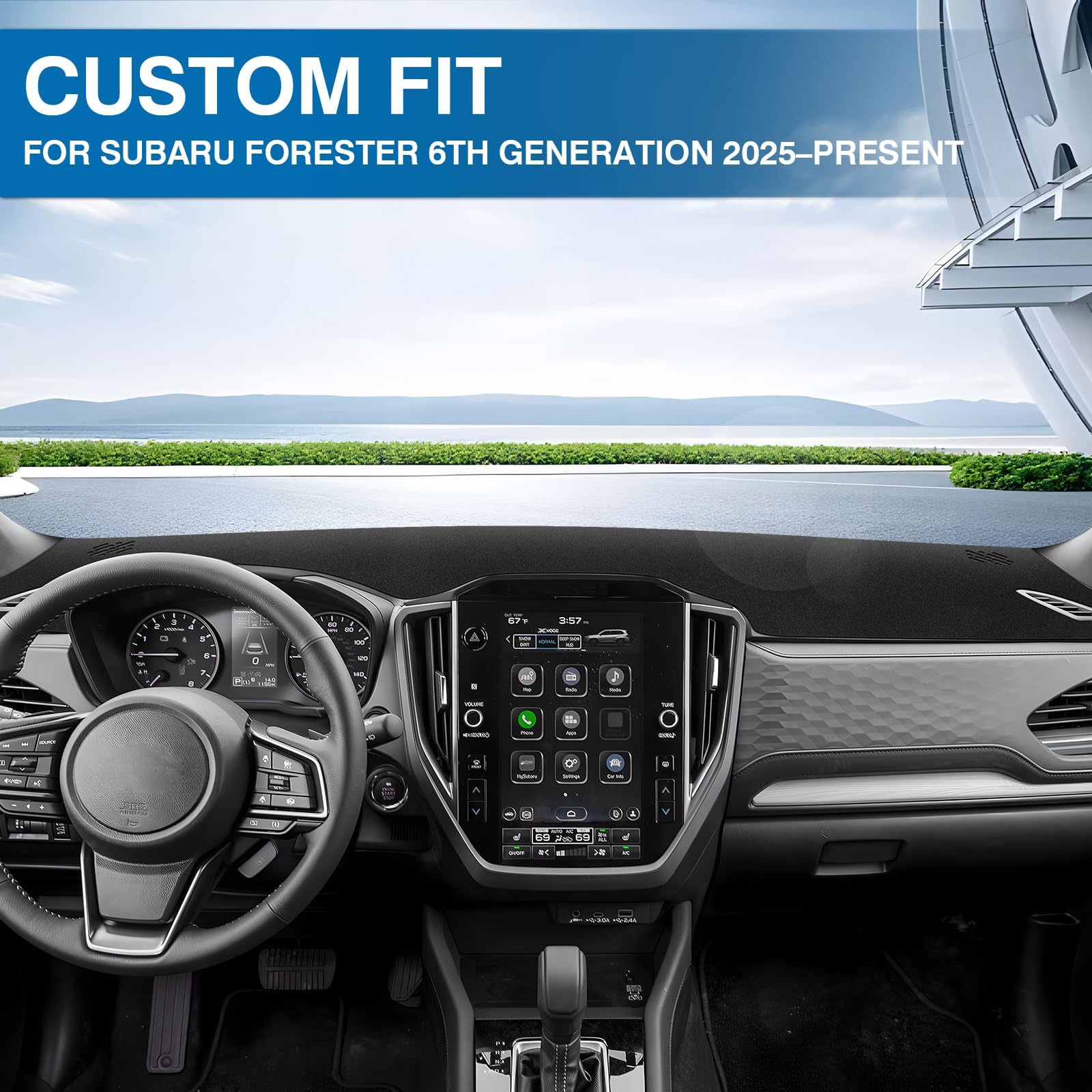 KUST Copertura per cruscotto Auto per Subaru Forester 2025 con Guida a Sinistra in Poliestere Antiscivolo per Console Centrale cruscotto Accessori Interni per Subaru Forester Custom Fit Dash Mat