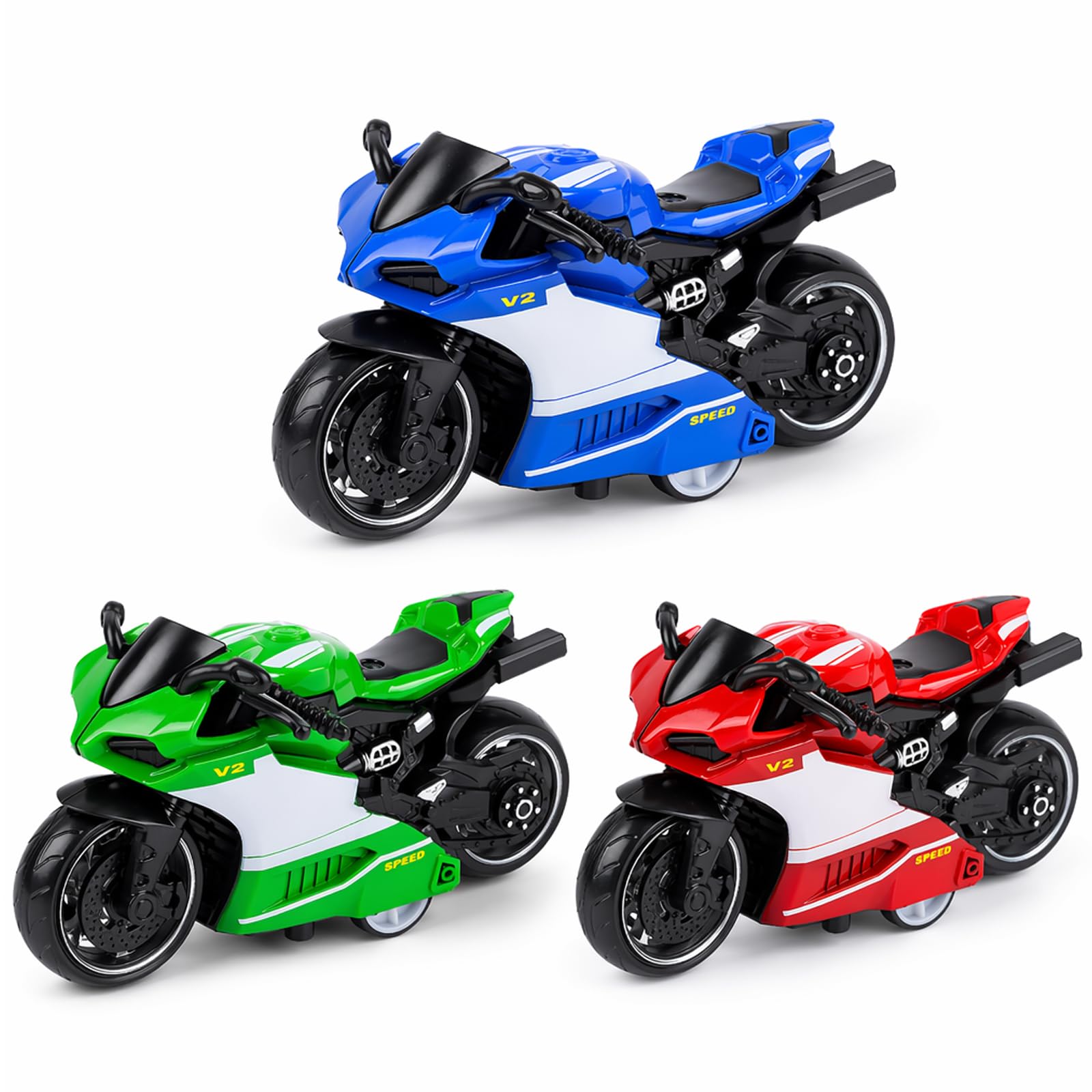 EujRcf 3 Pcs Motorbike Model Collection, Retro Motorcycles Toy