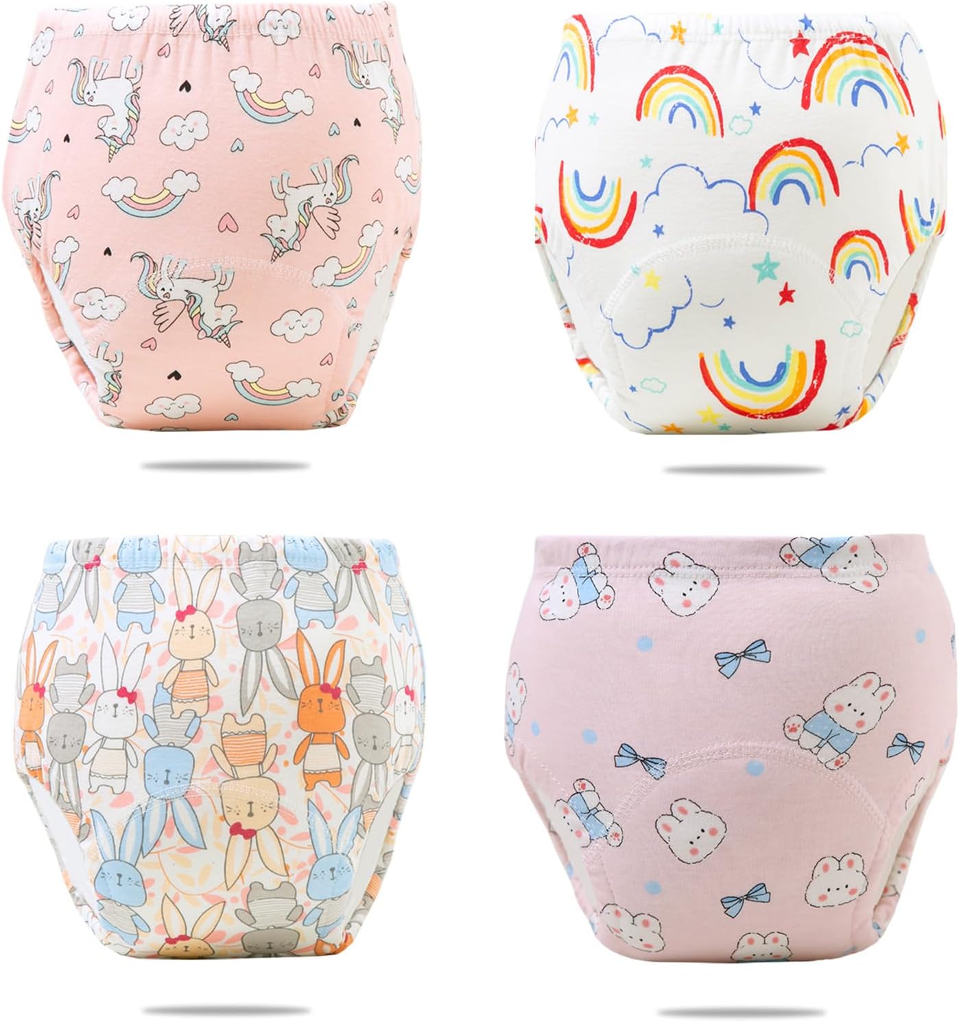 Upairy Training Pants for Boys Girls,Potty Training Underwear Girls and Boys,Up Airy Potty Pants for Toddler,Soft Absorbent & Leak-Proof with Characters, 100% Cotton Washable (4PCS,L) 4pc-girl Large