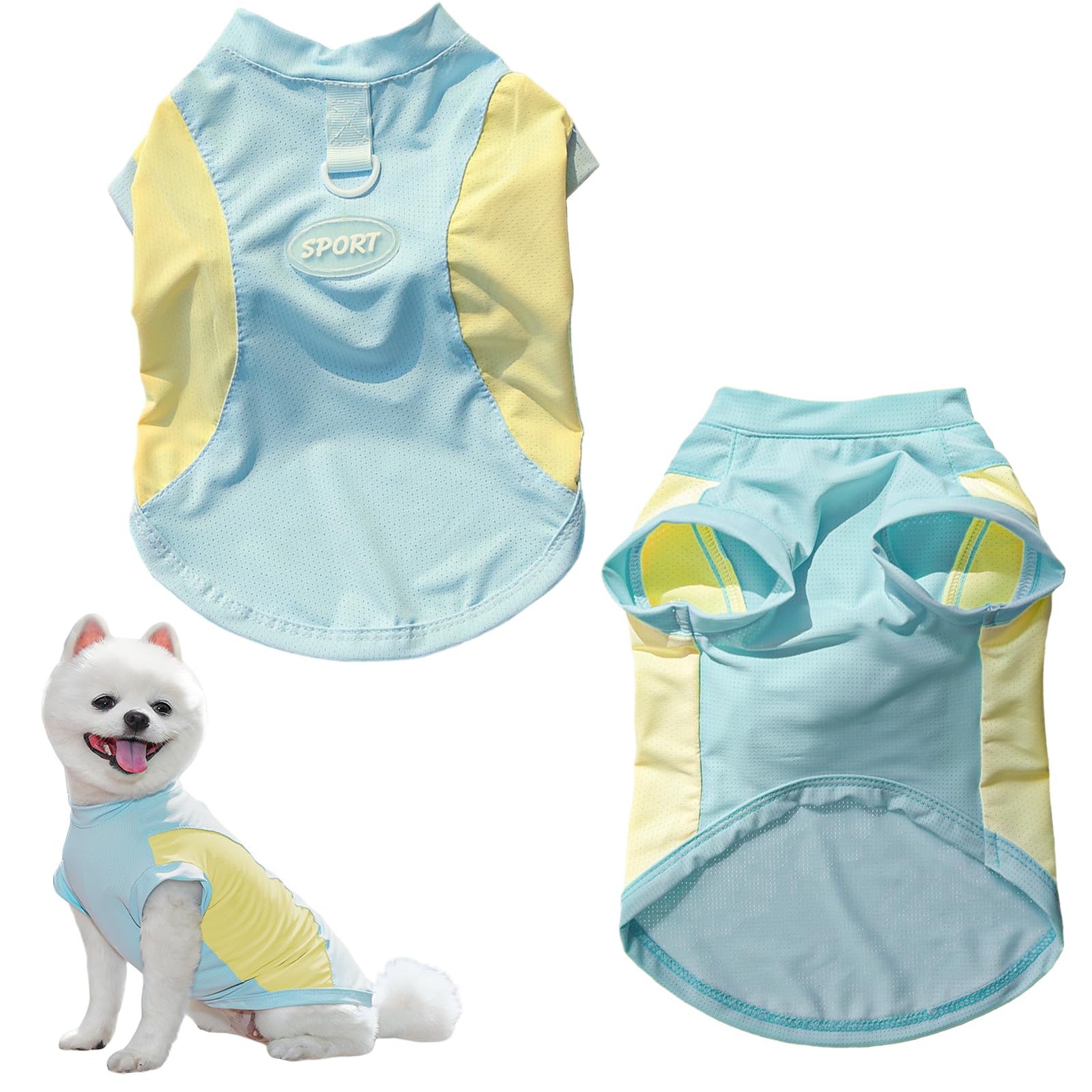 Dog Cooling Vest, Breathable Ice Pet Dog Cooling Coat Jacket UV Sun Protection Dogs Summer Clothes Shirt for Puppy Small Medium Dogs Cats Outdoor Hiking Training (Blue, S)