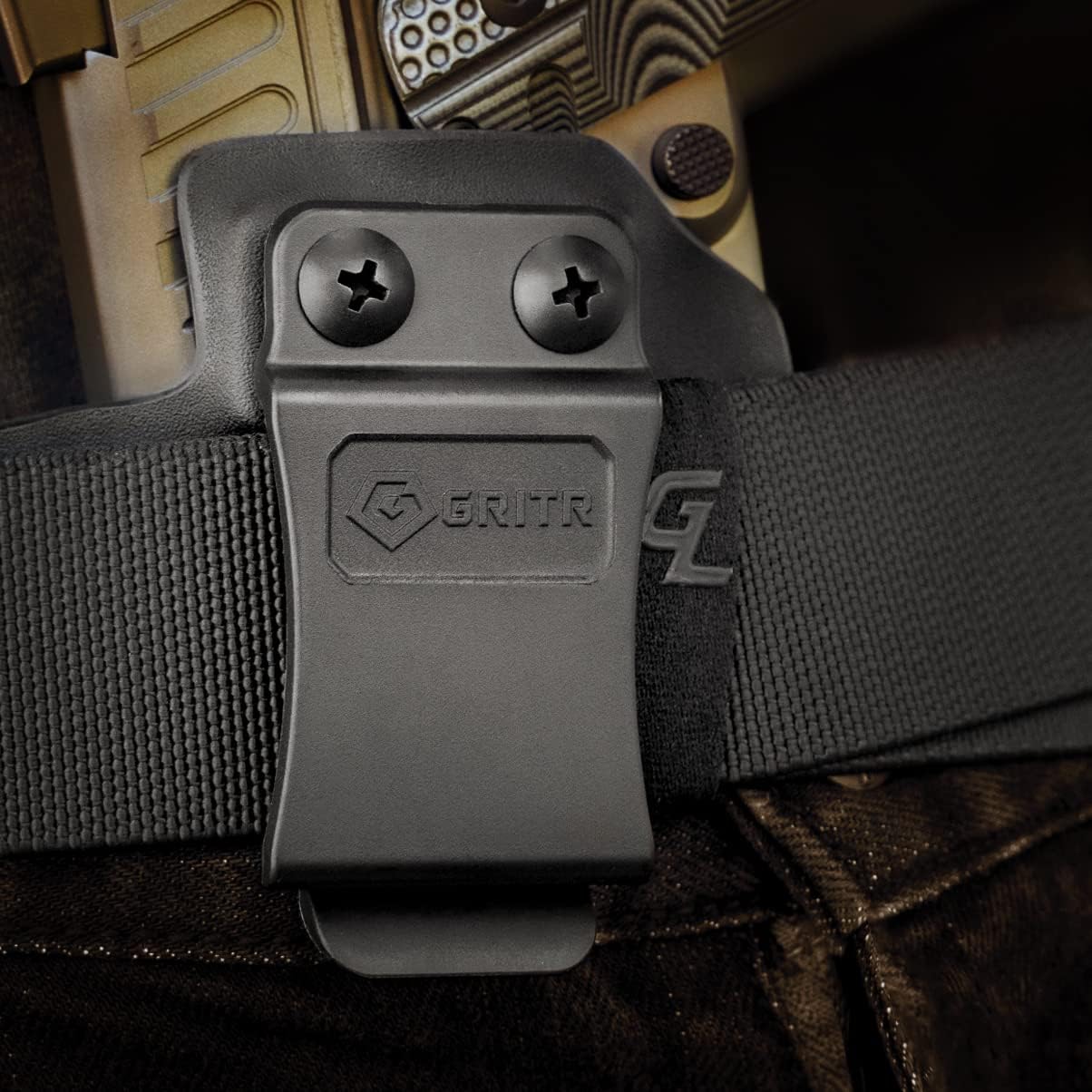 GRITR IWB Kydex Right/Left Hand Gun Holster Compatible with 1911 Models with 1.5" Belt Clip, Open Bottom, Optic Cut, Adjustable Retention