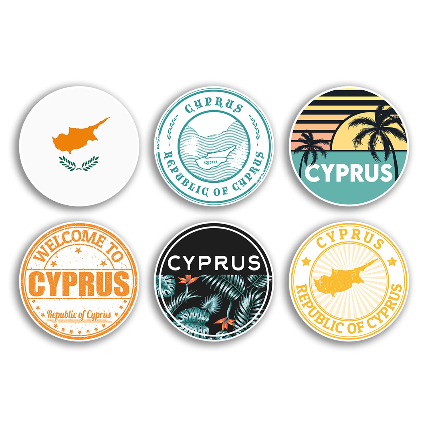 Dv Design Multi 6 X 10Cm Cyprus Vinyl Stickers - Cypriot Country City Travel Map Flag Holiday Luggage Design Gift #78838