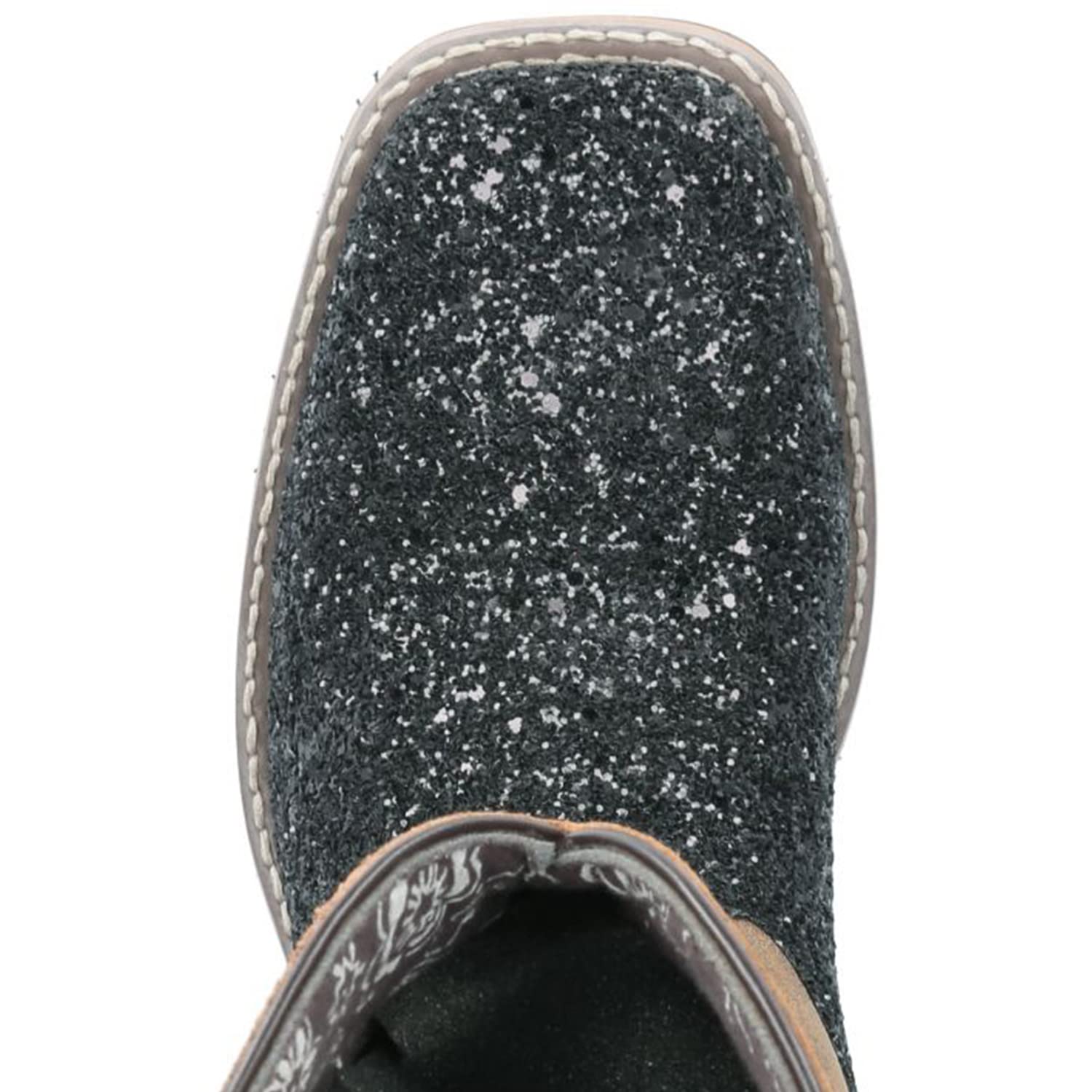 Smoky Mountain Boots Women's Las Vegas Western Boot, Black Glitter/Brown Distress, Medium, Size 7 US