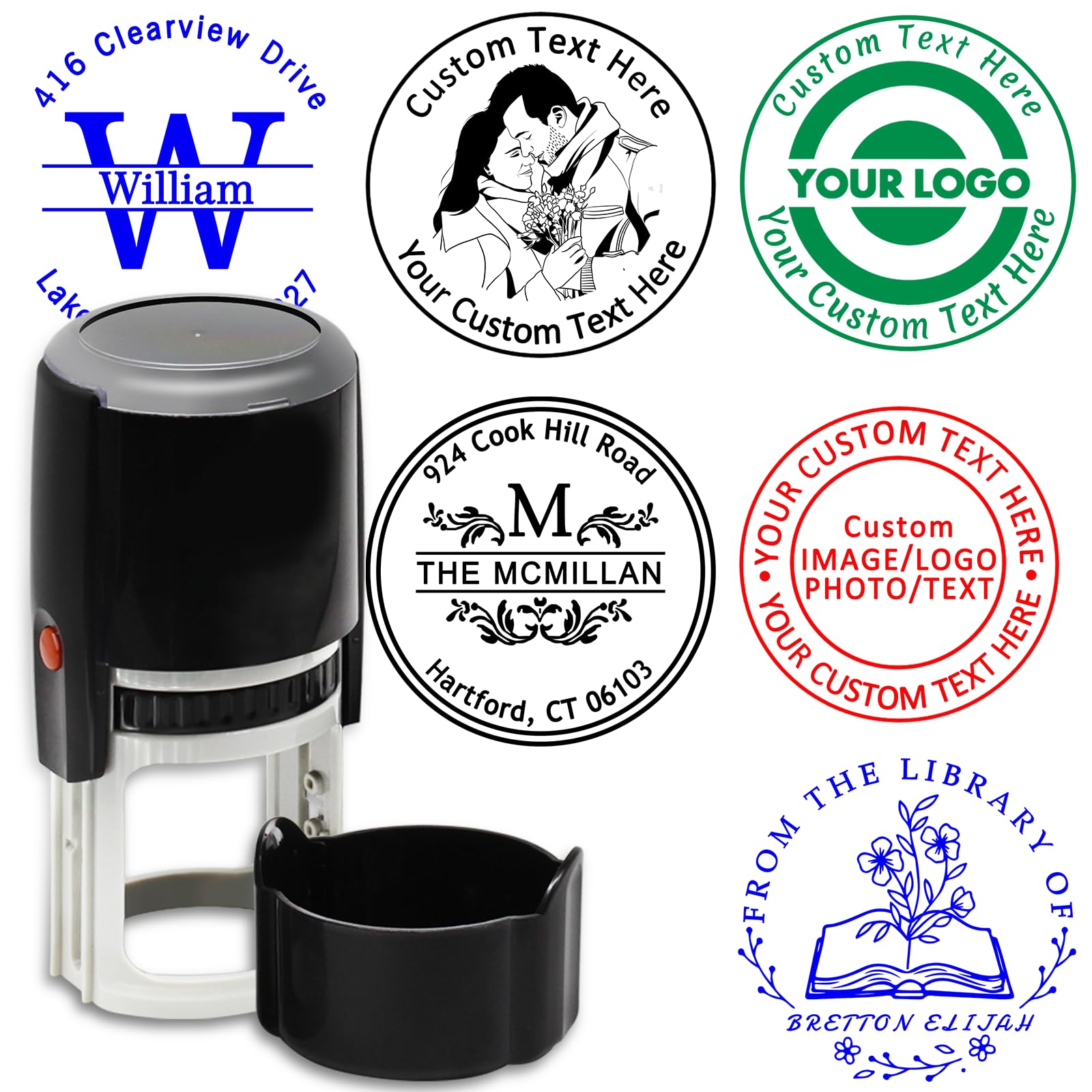 Custom Logo Stamp Personalized Photo Stamps Customized Self-Inking Business Rubber Stamp with Name Text Create Your Own Stamp