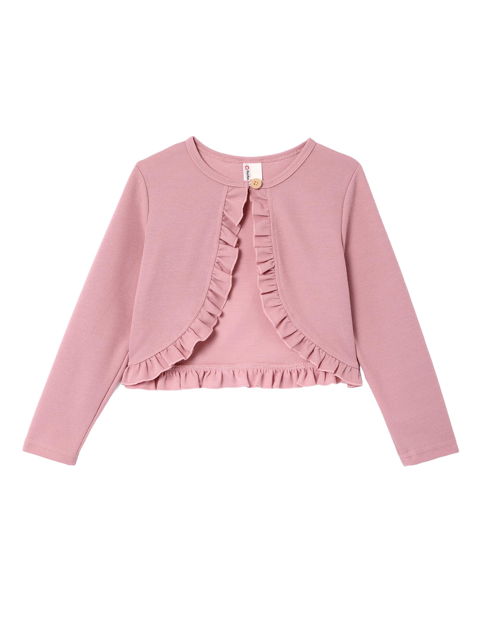 PATPAT Girls Cardigan Bolero Ruffle Open Front Button Cover Up Tops 4-12Y