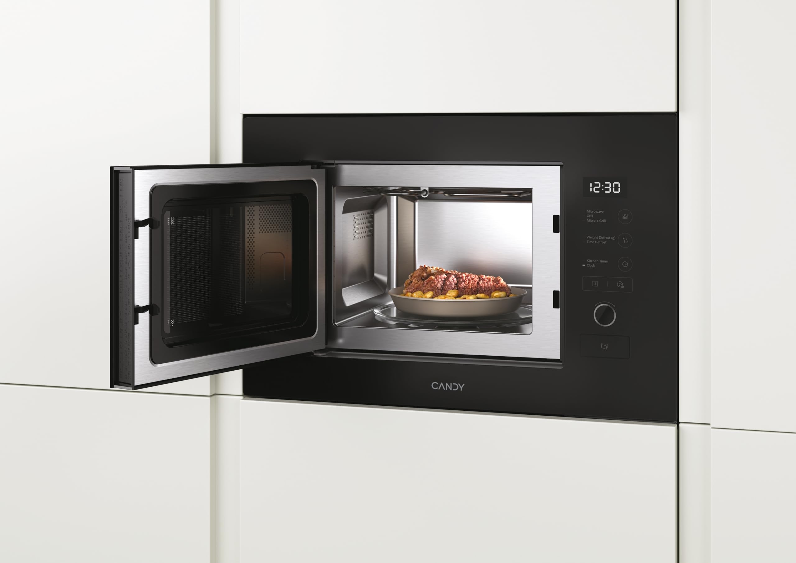 Candy MICG20GDFB Einbau-Mikrowelle I Volumen: 20 Liter I Mikrowelle: 800W, Grill: 1000W I schwarzes Glas