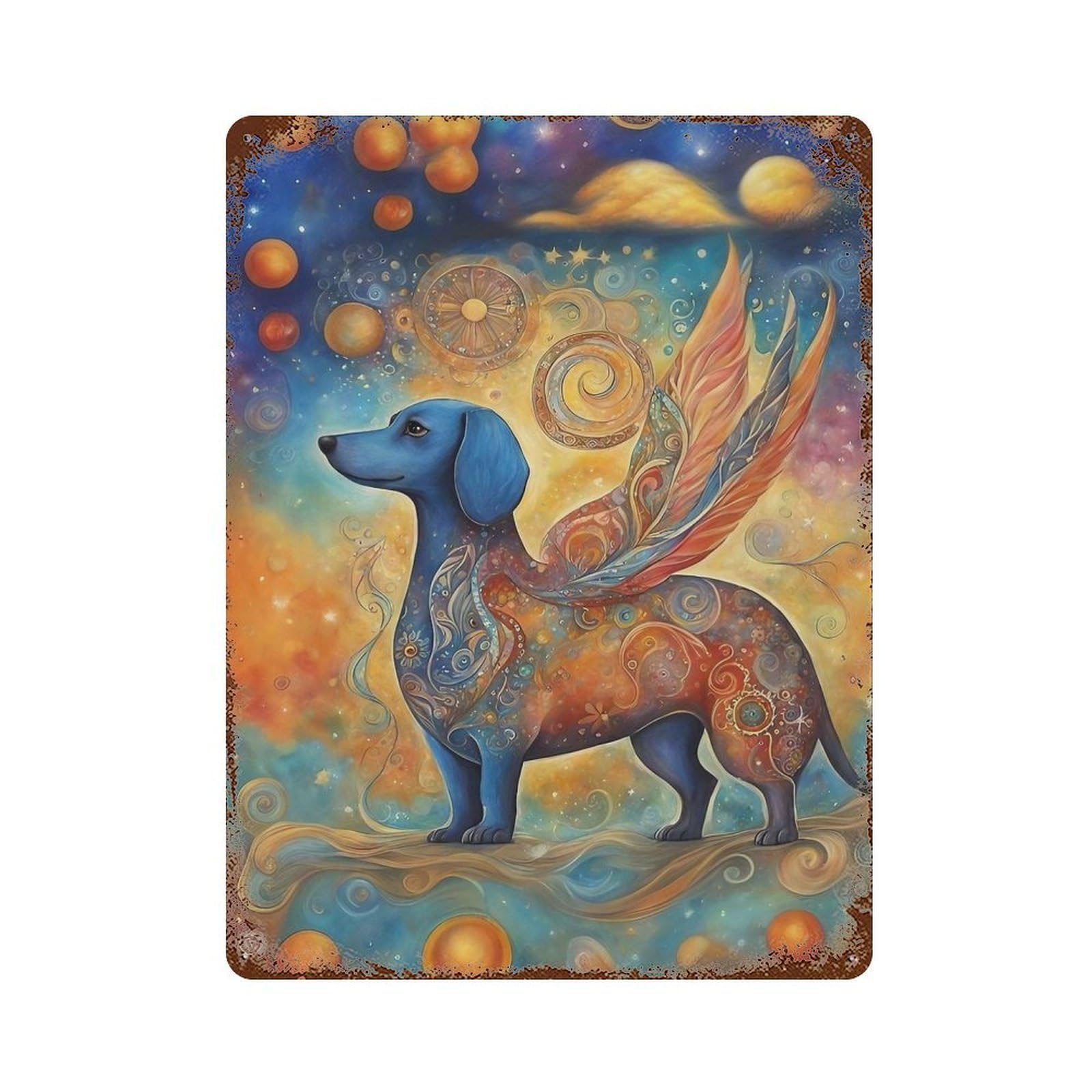 Dog00031 Rusty Metal Tin Sign 15.7"x11.8", Rustic Home Decor for Living Room, Hallway And Home Decor