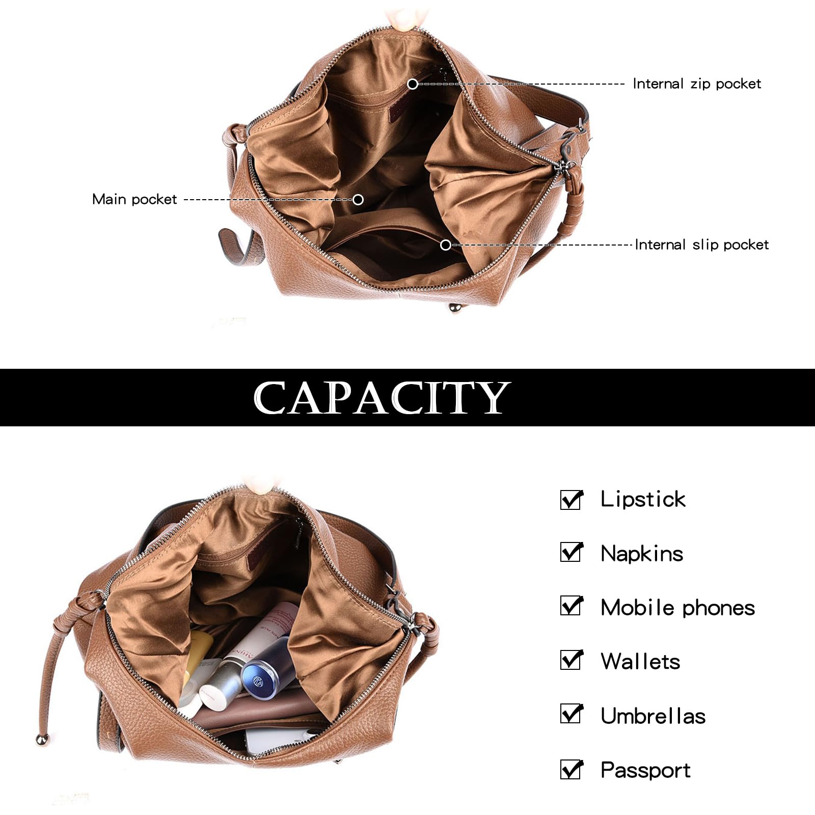 Myhozee Borsa a tracolla da donna in pelle PU elegante borsa spaziosa borsa per il trasporto autunno/inverno leggero modello di lusso multifunzionale adatto per la strada per il lavoro, i viaggi e gli