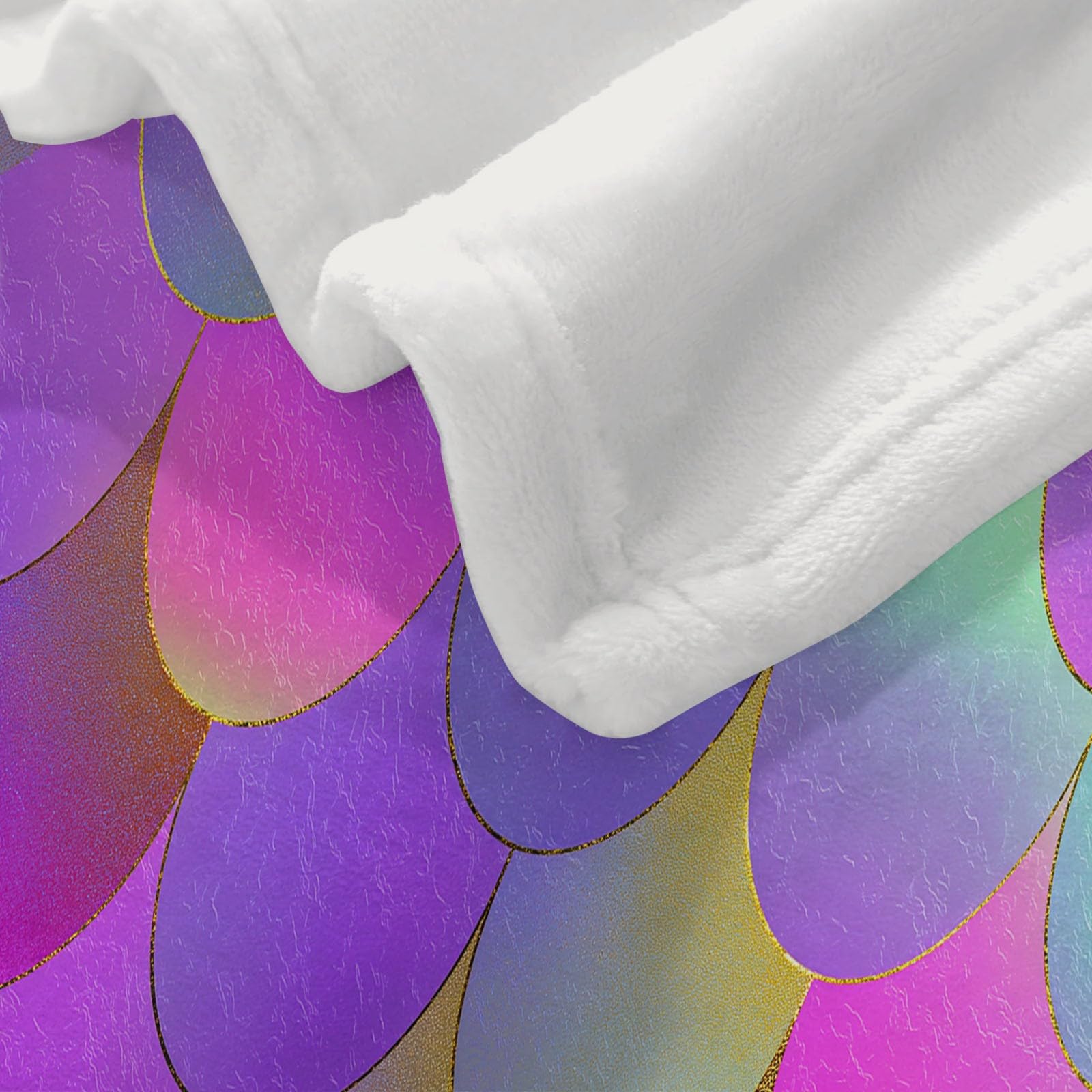 Générique Koc dla dorosłych i dzieci 200 x 200 cm, miękki koc flanelowy z nadrukiem elegancki gradient rybie łuski - narzuta na sofę pasuje do różowo-fioletowego utrzymania ciepła zimą