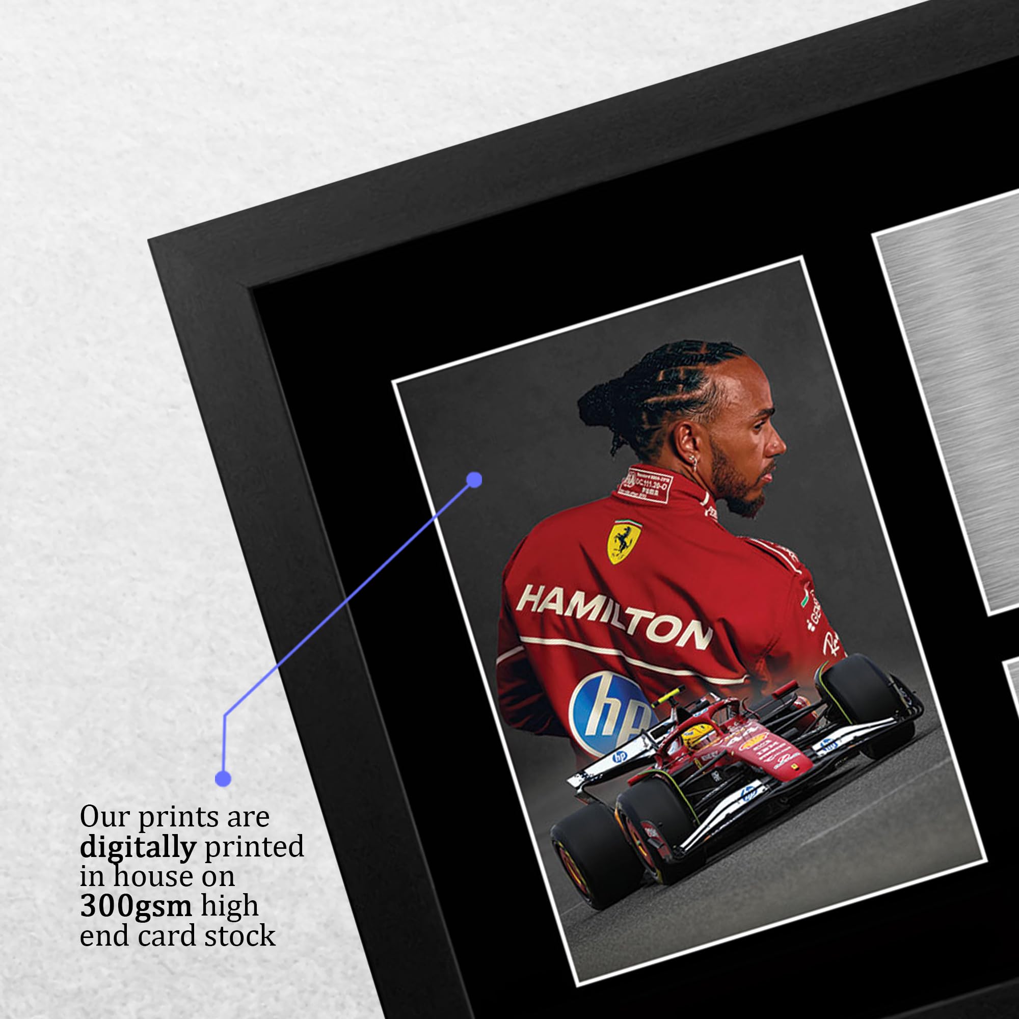 HWC Trading Lewis Hamilton Ferrari Gifts Printed Signed Autograph Picture for F1 Formula 1 Racing Fans - A4 Framed - Image 4