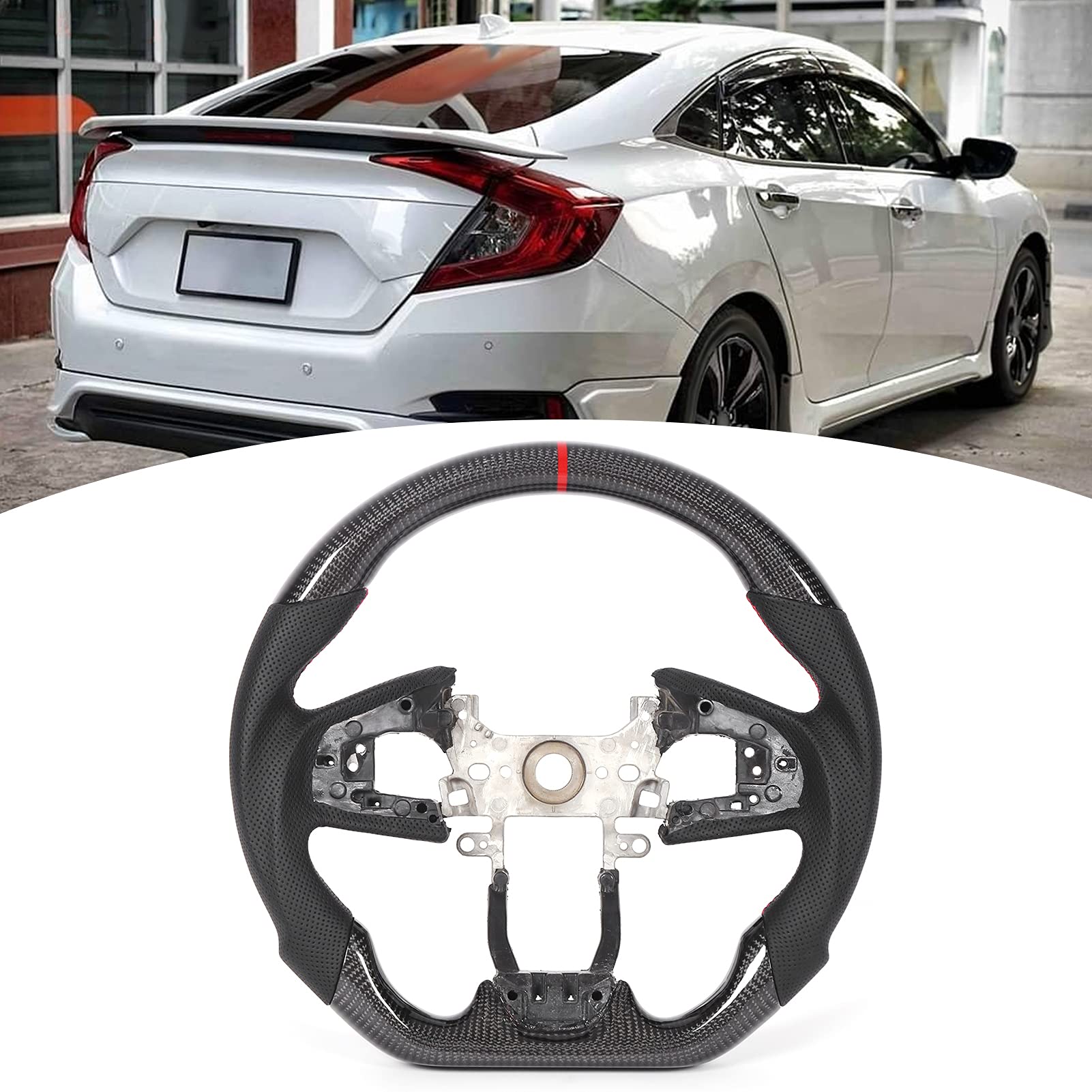 Volant en Fibre de Carbone, Coutulature en Cuir perforé Couture à Débit Rapide Volant avec un Fond Plat D Conception de Course pour FC 2016-2021