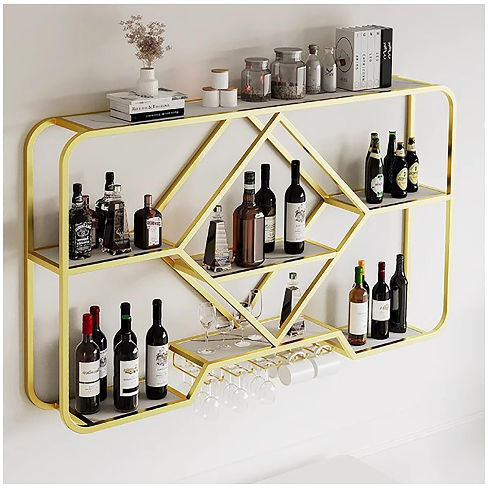 Étagère multifonctionnelle ZTGL avec casier à vin et porte-verre